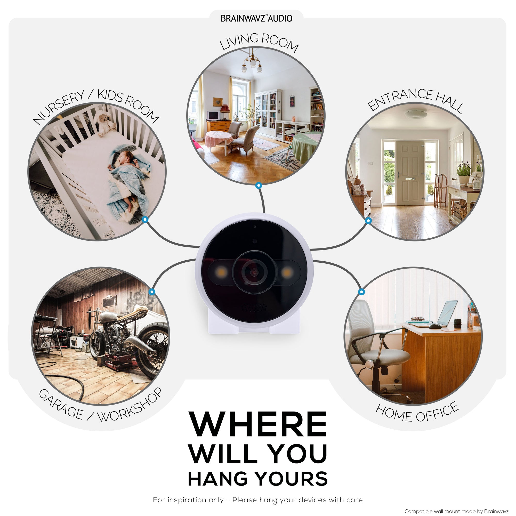 Screwless Wall Mount For TP-Link Kasa KC420WS Camera - Strong VHB Stick On Adhesive, Easy To Install, No Mess, Reduce Blind Spots &amp; Better Viewing, Bracket Holder Shelf