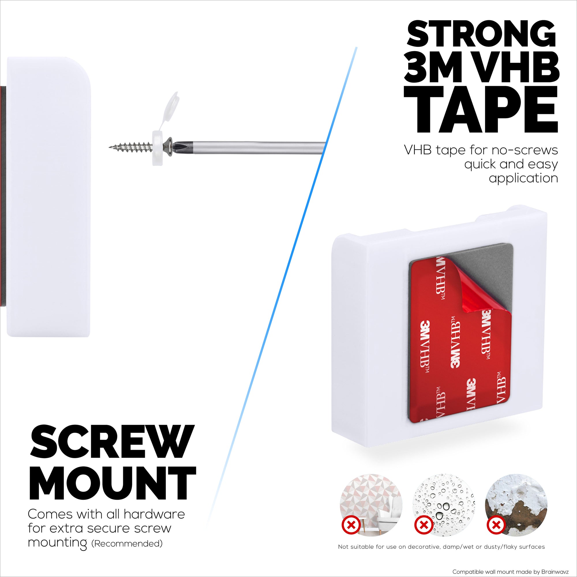 Screwless Wall Mount For TP-Link Kasa KC420WS Camera - Strong VHB Stick On Adhesive, Easy To Install, No Mess, Reduce Blind Spots &amp; Better Viewing, Bracket Holder Shelf