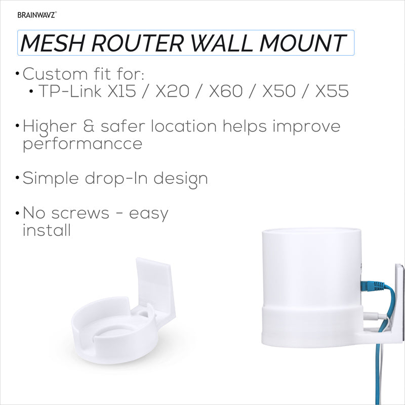 TP-Link Deco X15, X20, X50, X55 &amp; X60 Adhesive Wall Mount Holder - Easy To Install