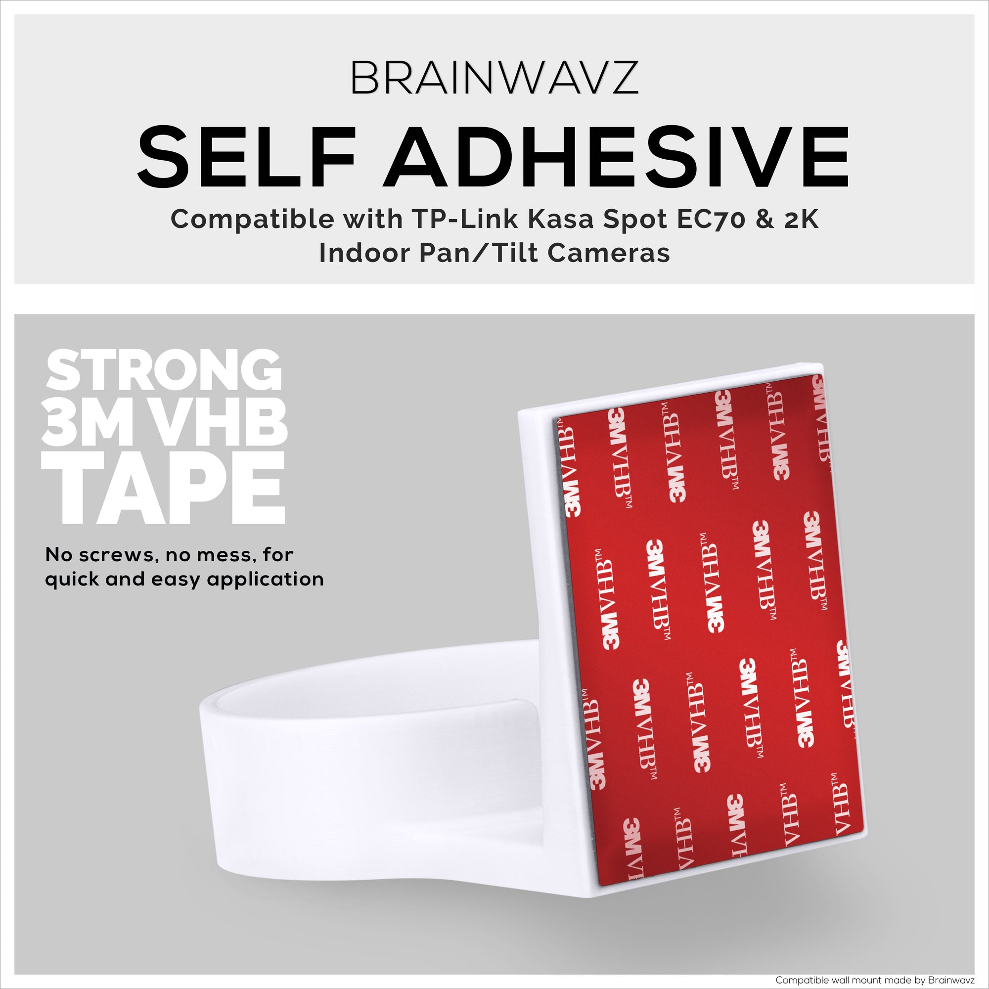 Wall Mount for Kasa EC70 Spot &amp; 2K Indoor Pan/Tilt, Adhesive Holder for TP Link Spot Smart Security Cameras, Installs in Minutes, No Mess Hanger Bracket