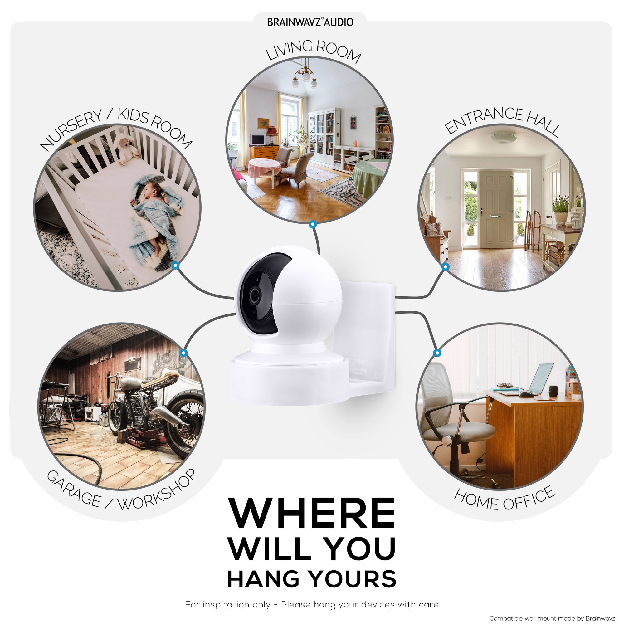 Wall Mount for Kasa EC70 Spot &amp; 2K Indoor Pan/Tilt, Adhesive Holder for TP Link Spot Smart Security Cameras, Installs in Minutes, No Mess Hanger Bracket