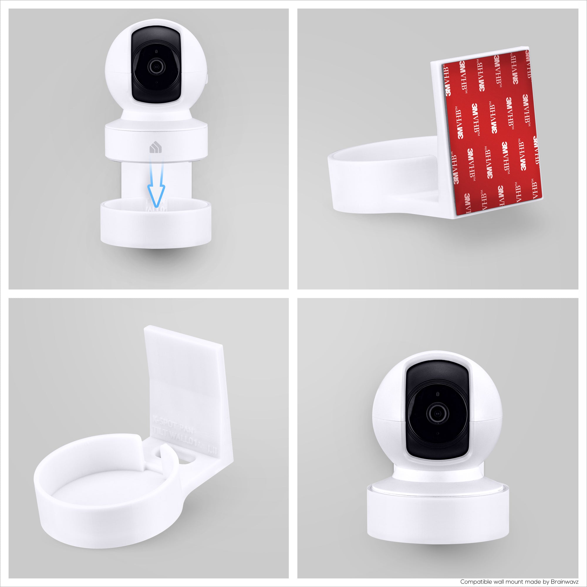 Wall Mount for Kasa EC70 Spot &amp; 2K Indoor Pan/Tilt, Adhesive Holder for TP Link Spot Smart Security Cameras, Installs in Minutes, No Mess Hanger Bracket