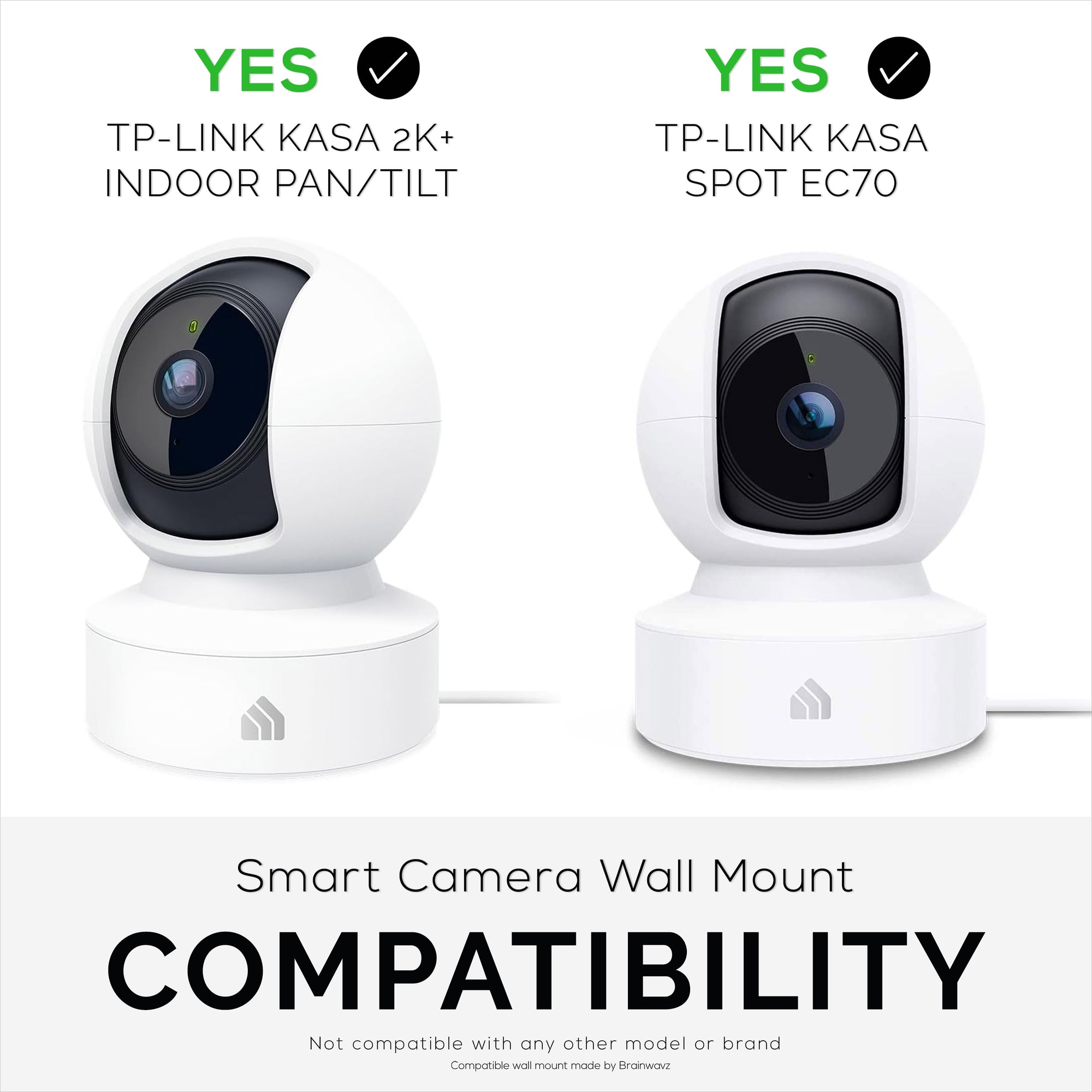 Wall Mount for Kasa EC70 Spot &amp; 2K Indoor Pan/Tilt, Adhesive Holder for TP Link Spot Smart Security Cameras, Installs in Minutes, No Mess Hanger Bracket