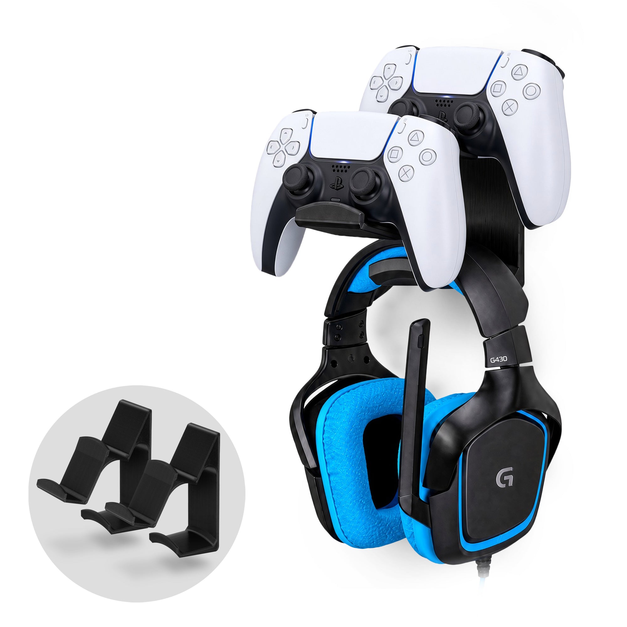 Uber Atlas - Universal Dual Game Controller and Headphone Hanger - Easy to Install, No Screws &amp; Mess