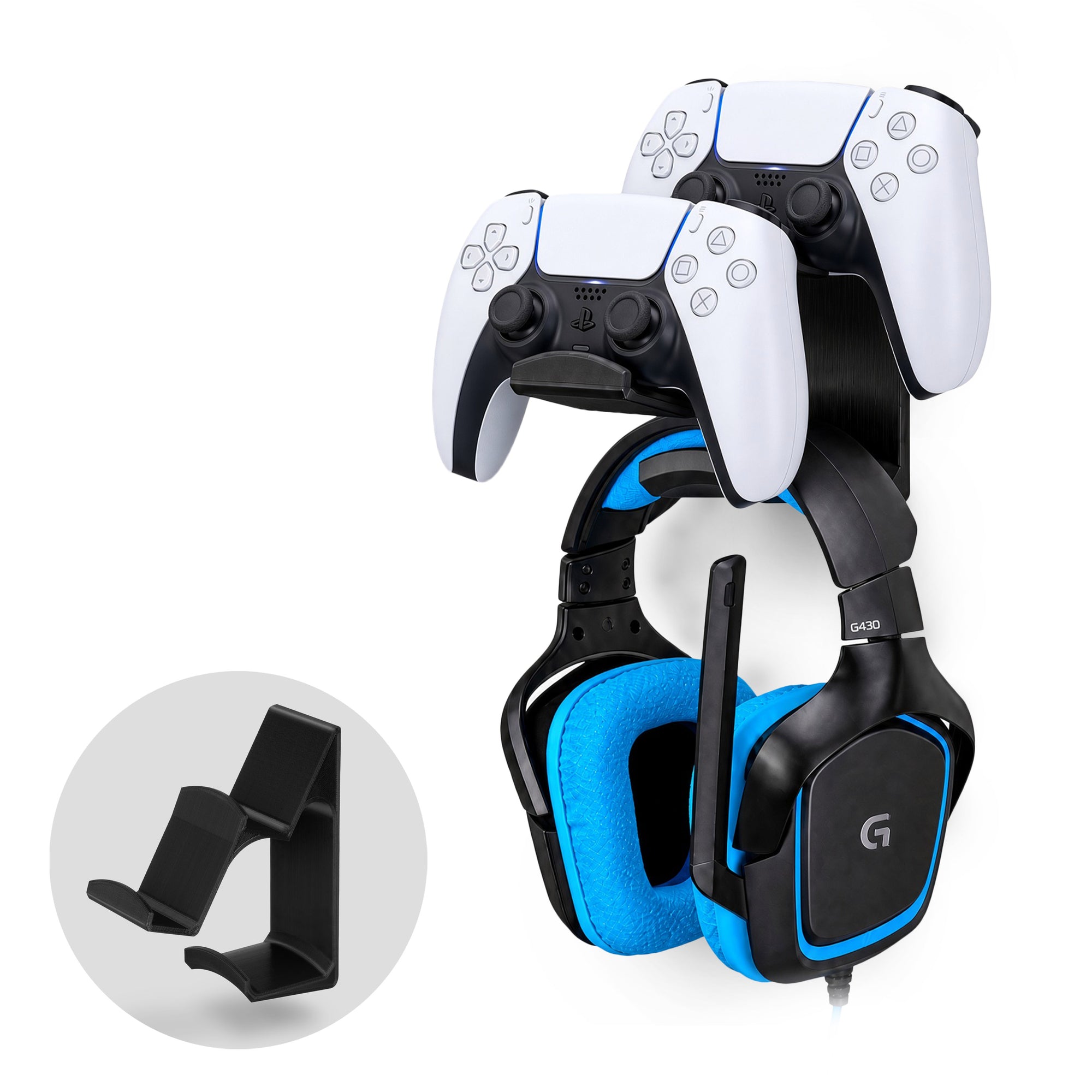 Uber Atlas - Universal Dual Game Controller and Headphone Hanger - Easy to Install, No Screws &amp; Mess