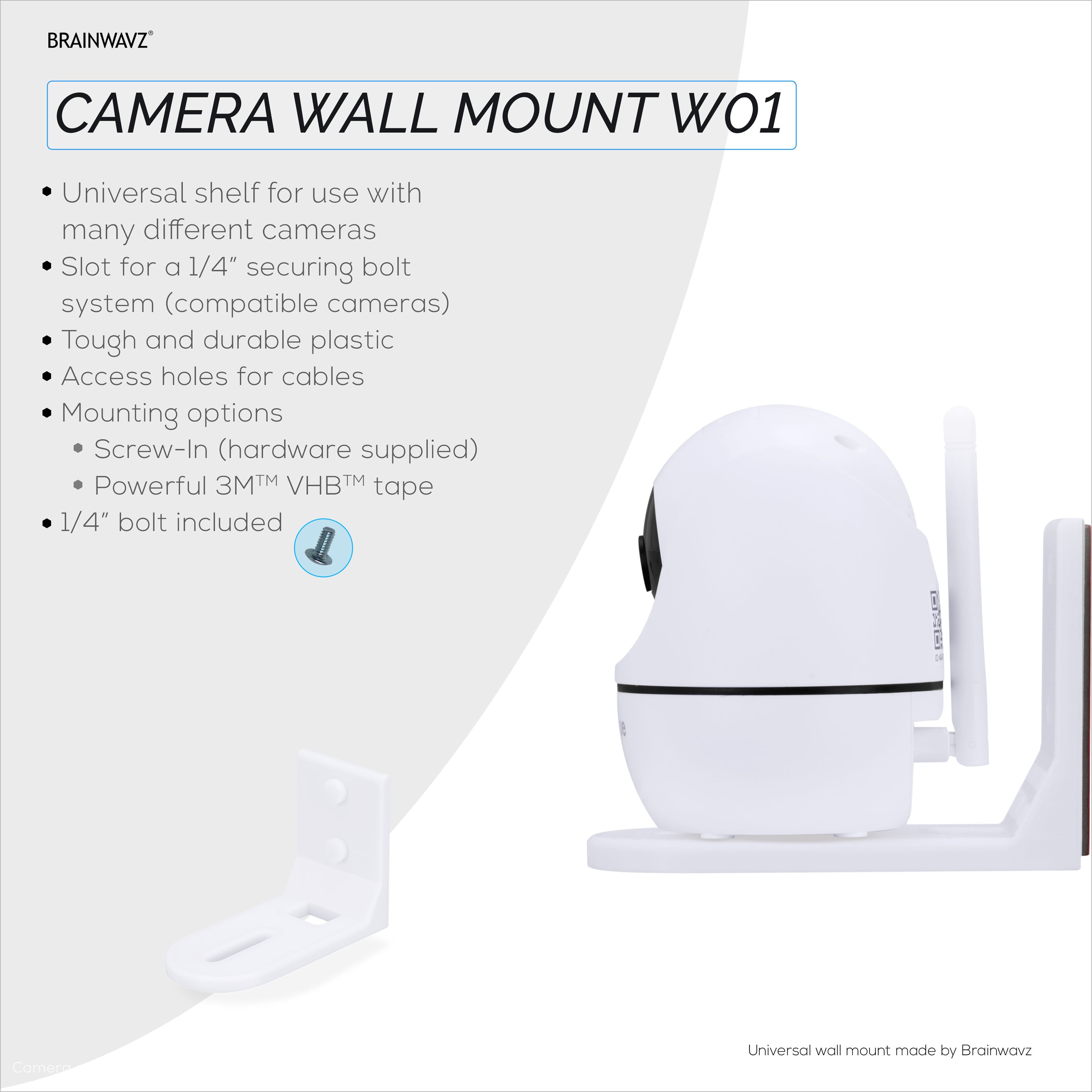 Universal Slimline Camera Wall Mount for Eufy, Wyze, Wansview