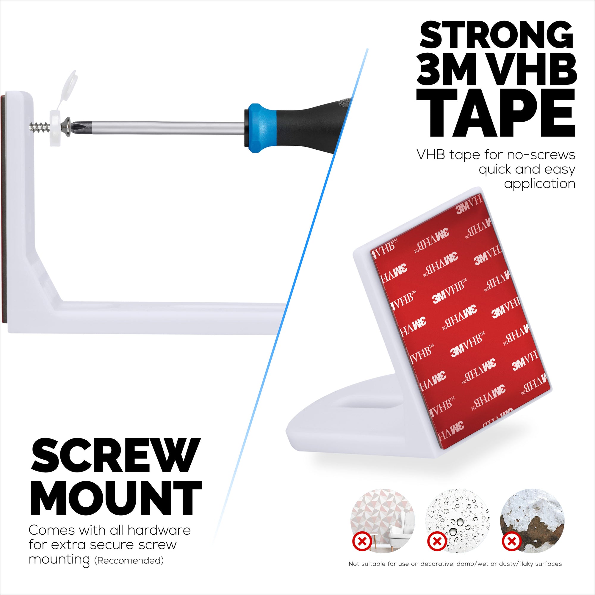 Adhesive Baby Monitor Camera Wall Mount Holder Shelf for Eufy, Wyze, Nanit, Infant Optics, Wansview, Blink, TP Link, Kasa, Ring &amp; More, Easy To Install Security Bracket, Reduce Blind Spots &amp; Clutter (W01)