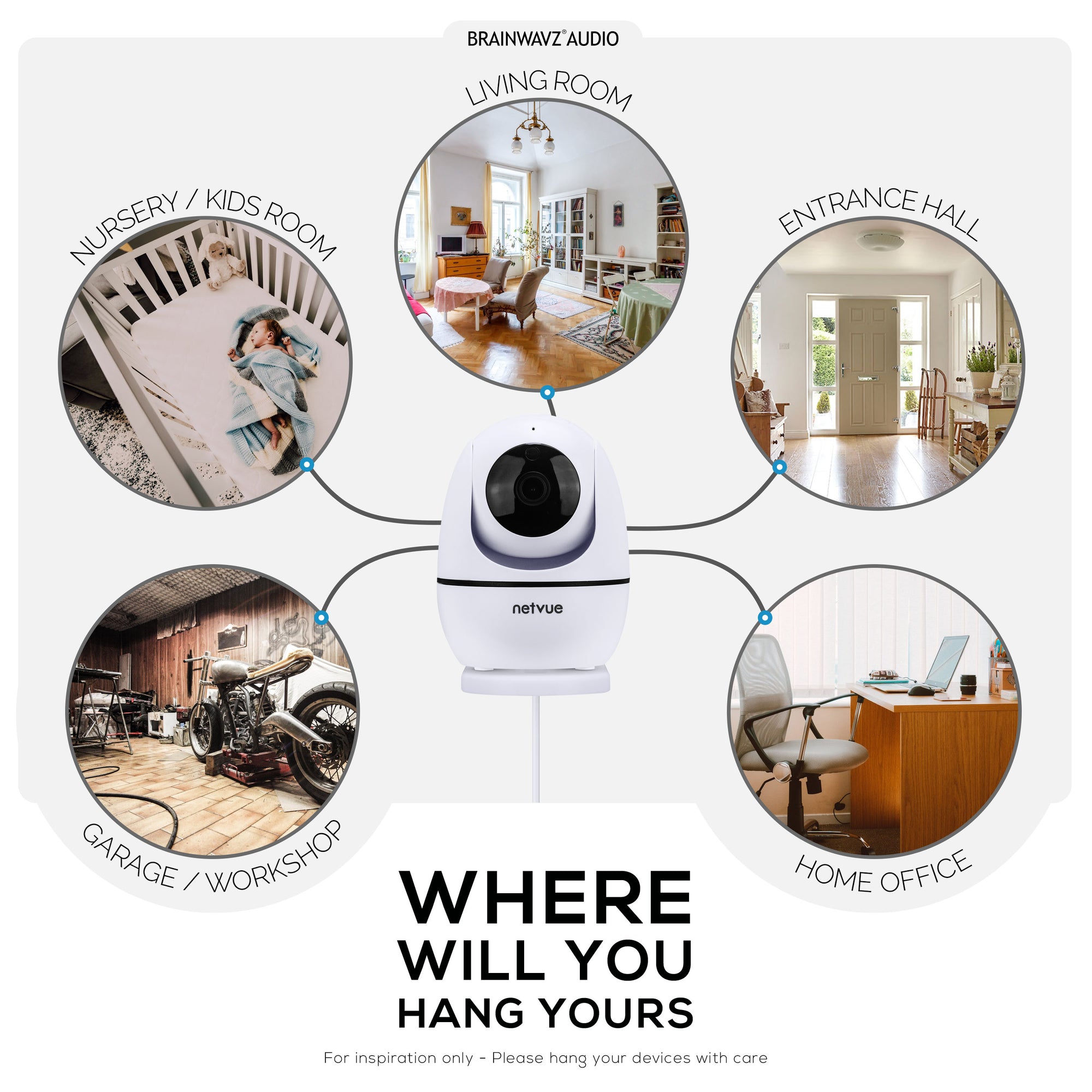 Adhesive Baby Monitor Camera Wall Mount Holder Shelf for Eufy, Wyze, Nanit, Infant Optics, Wansview, Blink, TP Link, Kasa, Ring &amp; More, Easy To Install Security Bracket, Reduce Blind Spots &amp; Clutter (W01)