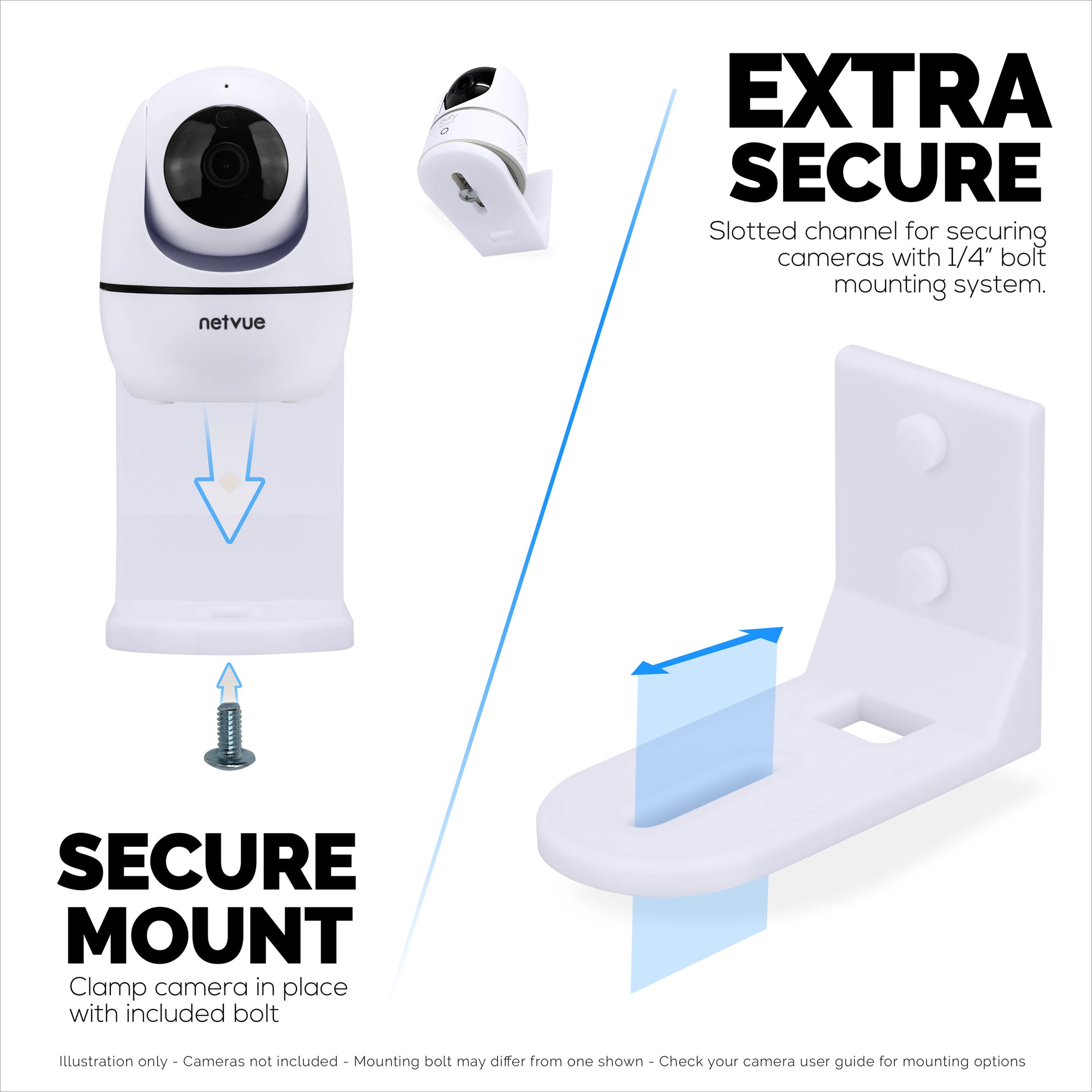 Adhesive Baby Monitor Camera Wall Mount Holder Shelf for Eufy, Wyze, Nanit, Infant Optics, Wansview, Blink, TP Link, Kasa, Ring &amp; More, Easy To Install Security Bracket, Reduce Blind Spots &amp; Clutter (W01)