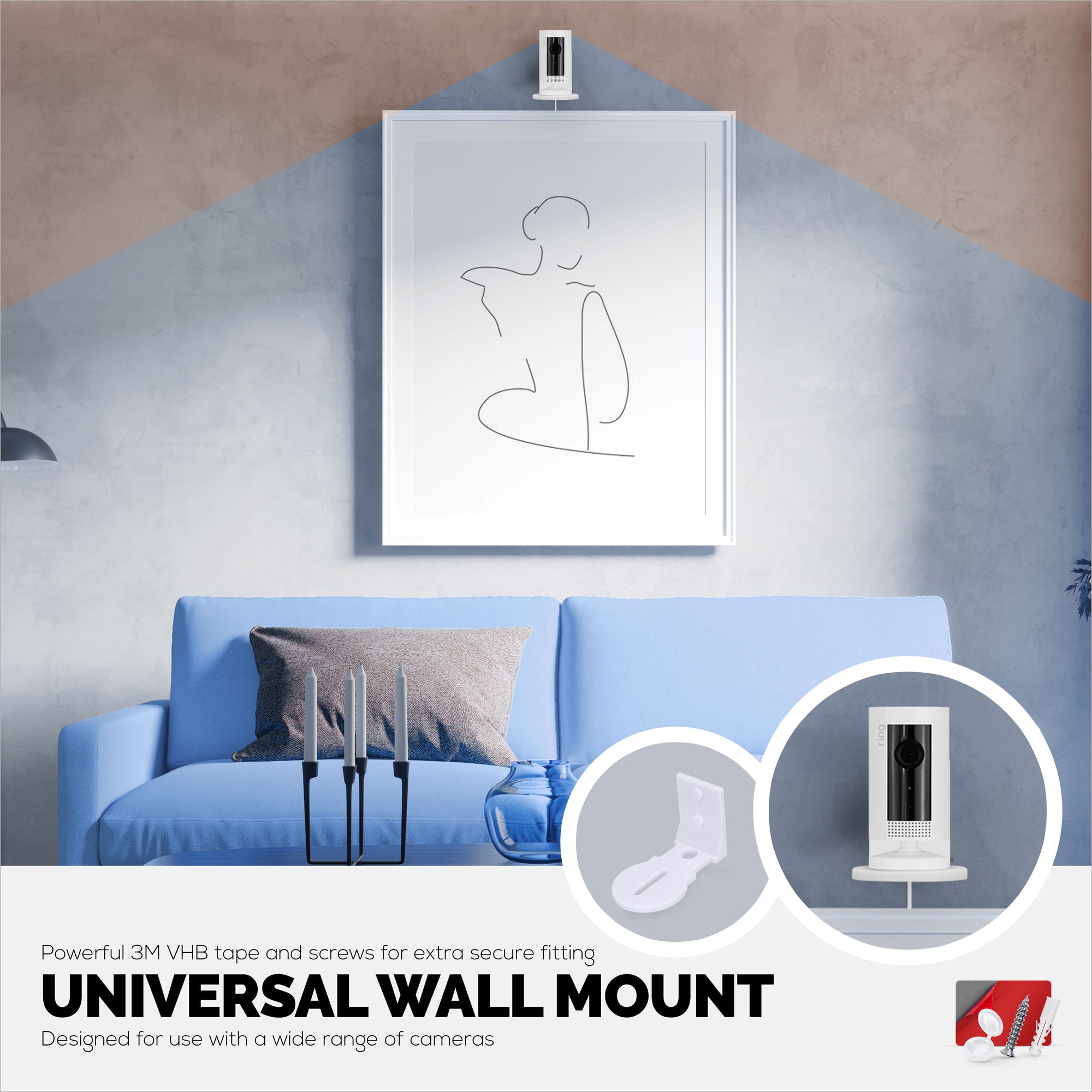 Adhesive Baby Monitor &amp; Security Camera Wall Mount Holder Shelf for Eufy, Wyze, Nanit, Infant Optics, Wansview, Blink, TP Link, Kasa, Ring &amp; More W03