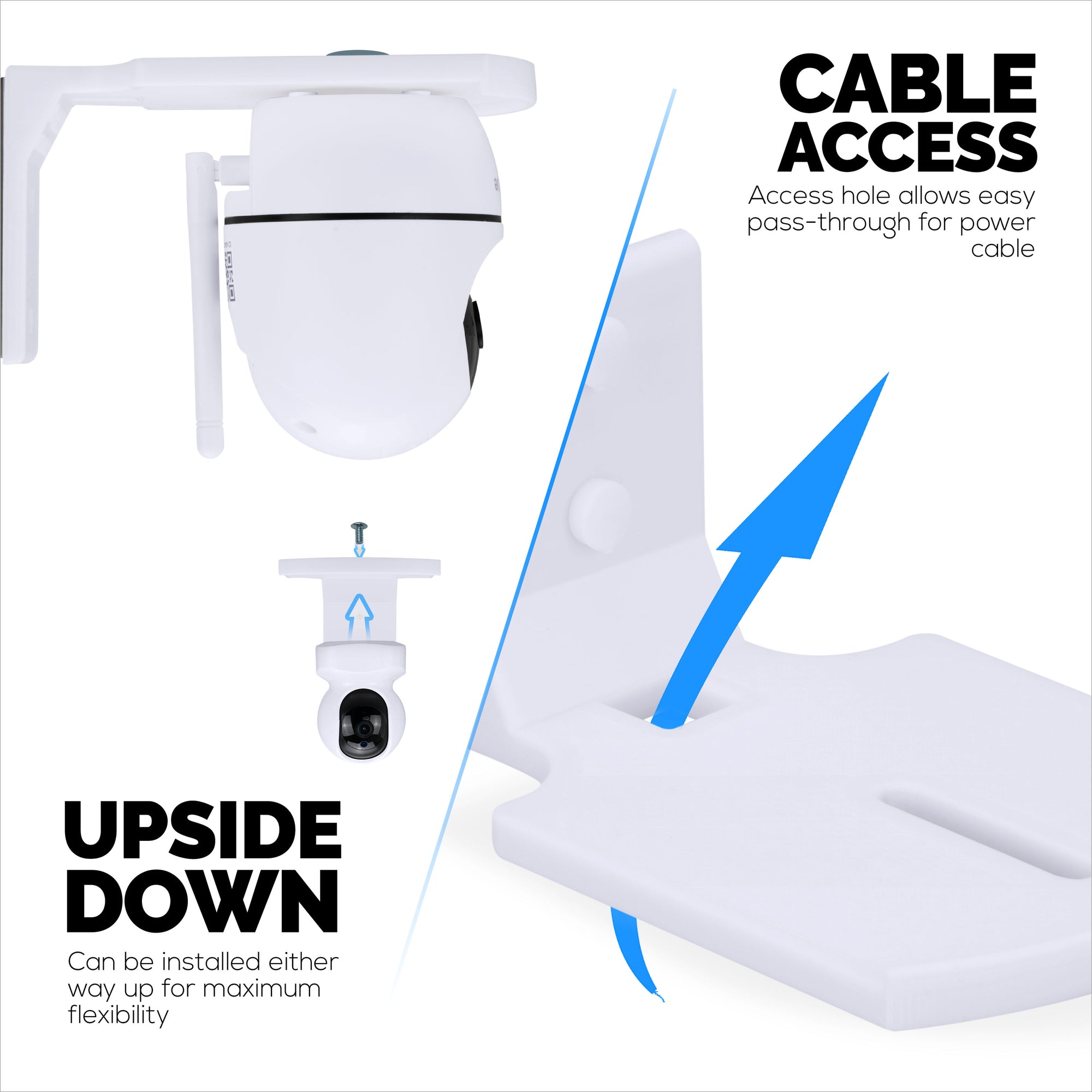 Square Baby Monitor &amp; Security Camera Wall Mount Holder for Eufy, Wyze, Wansview, Blink, TP Link, Ring &amp; More - Adhesive &amp; Screw-In Mounting -  Easy to Install Holder Bracket, Reduce Blind Spots &amp; Clutter (W05)