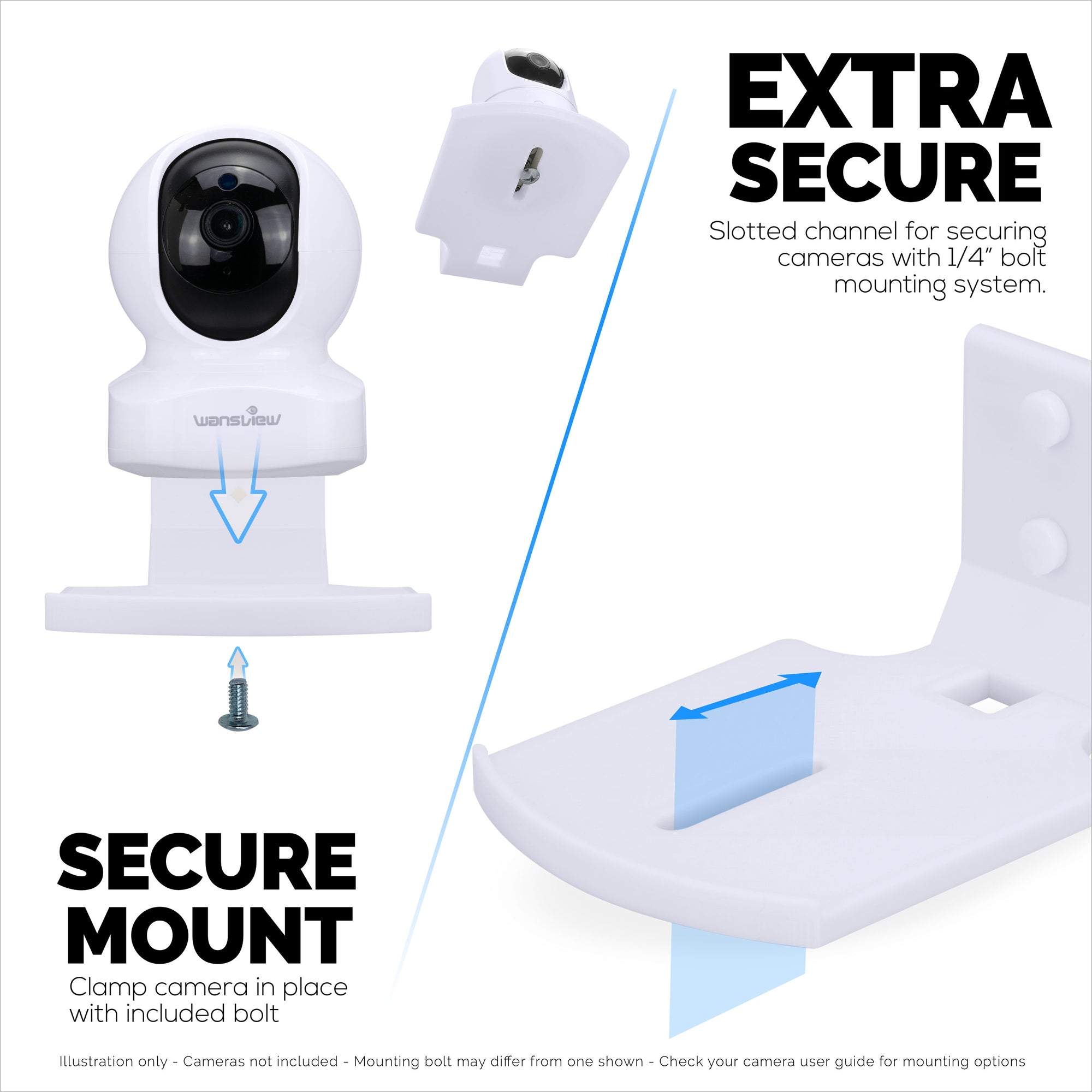 Square Baby Monitor &amp; Security Camera Wall Mount Holder for Eufy, Wyze, Wansview, Blink, TP Link, Ring &amp; More - Adhesive &amp; Screw-In Mounting -  Easy to Install Holder Bracket, Reduce Blind Spots &amp; Clutter (W05)