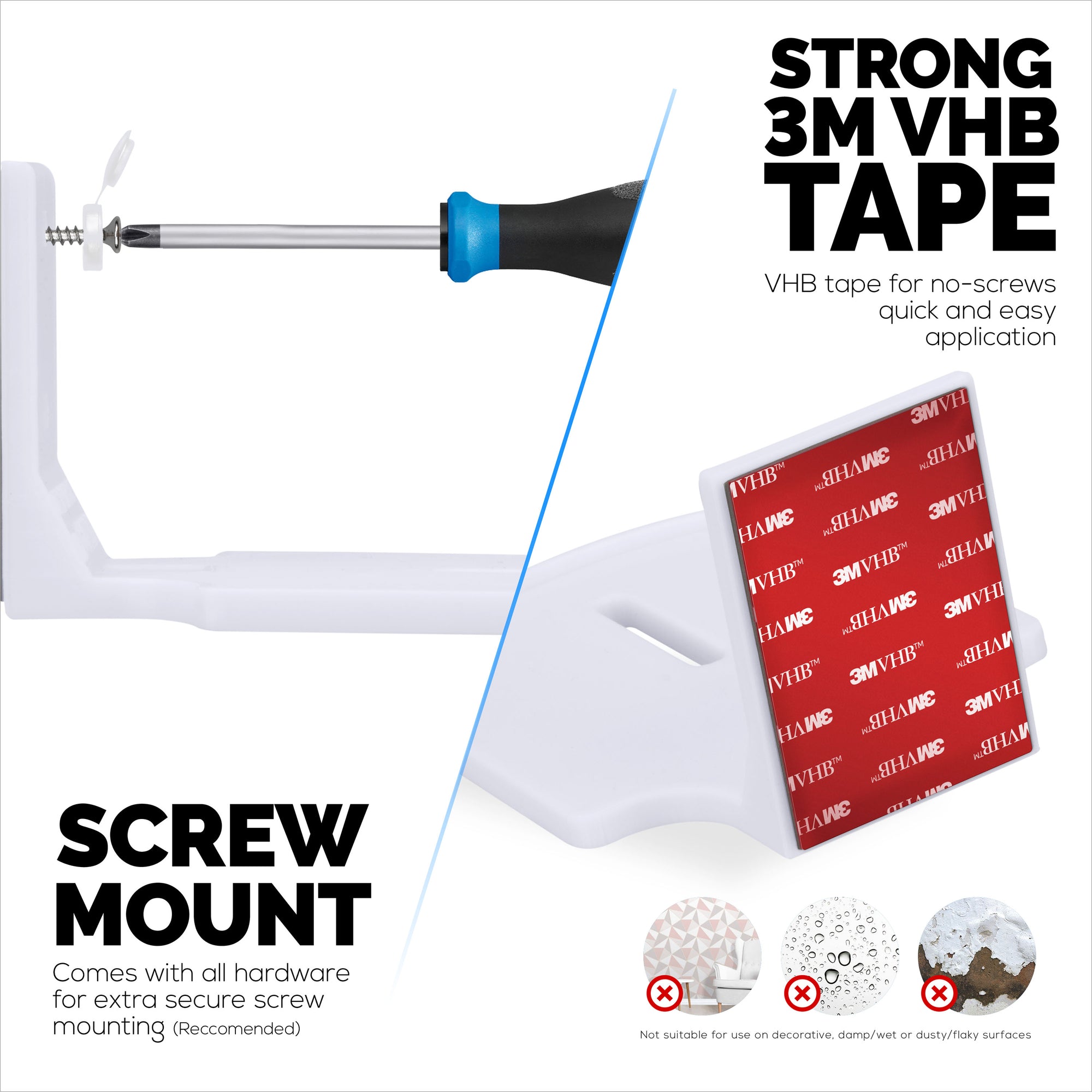 Square Baby Monitor &amp; Security Camera Wall Mount Holder for Eufy, Wyze, Wansview, Blink, TP Link, Ring &amp; More - Adhesive &amp; Screw-In Mounting -  Easy to Install Holder Bracket, Reduce Blind Spots &amp; Clutter (W05)