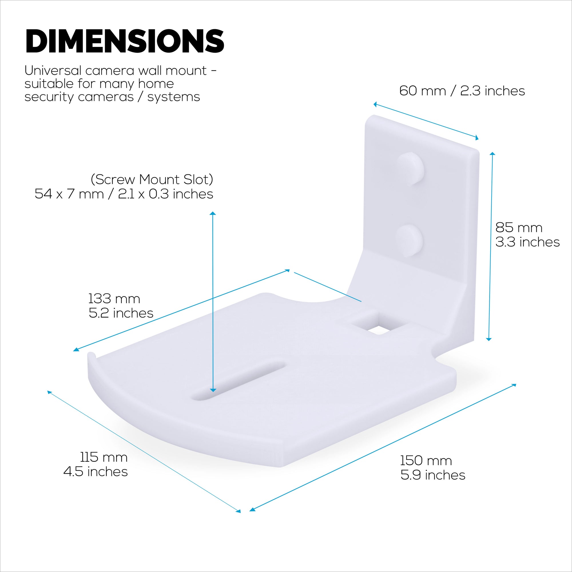 Square Baby Monitor &amp; Security Camera Wall Mount Holder for Eufy, Wyze, Wansview, Blink, TP Link, Ring &amp; More - Adhesive &amp; Screw-In Mounting -  Easy to Install Holder Bracket, Reduce Blind Spots &amp; Clutter (W05)