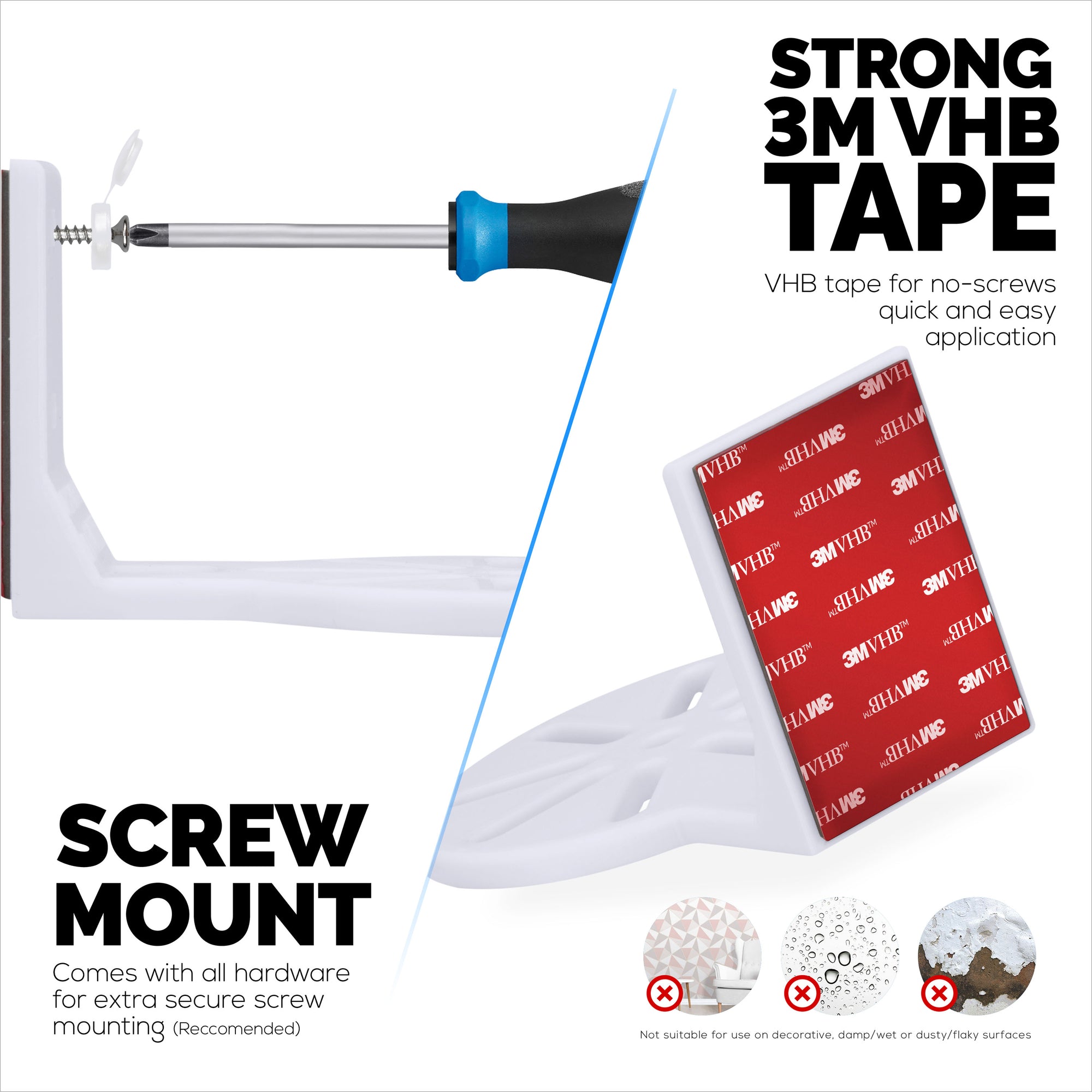 Adhesive Baby Monitor &amp; Security Camera Wall Mount Holder Shelf for Eufy, Wyze, Nanit, Infant Optics, Vtech, Blink, TP Link, Kasa, Ring &amp; More, Easy To Install Security Bracket, Reduce Blind Spots &amp; Clutter (W06)