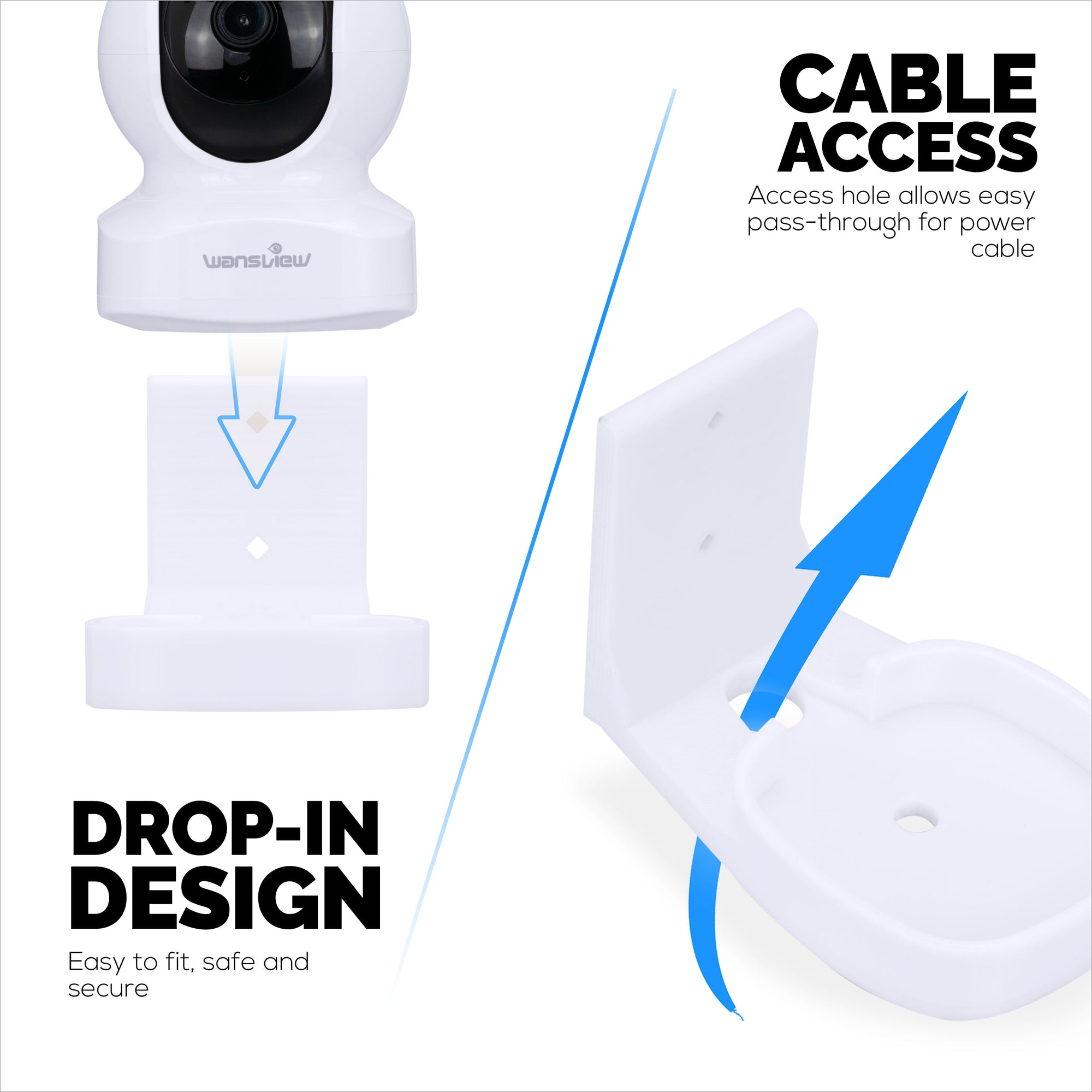 Wall Mount Holder For Wansview Dome Q5 Smart Security Camera, Custom Designed Bracket, Reduce Blind Spots &amp; Clutter