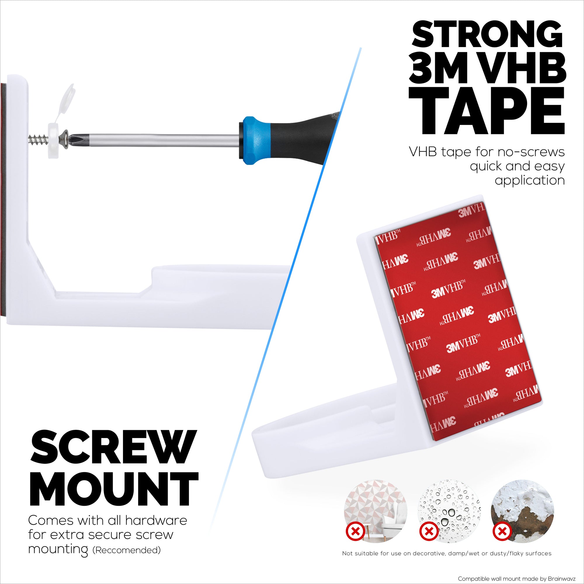 Screwless Wall Mount For Winees M2X Indoor Security Camera - Strong VHB Stick On Adhesive, Easy To Install, No Mess, Reduce Blind Spots &amp; Better Viewing, Bracket Holder Shelf