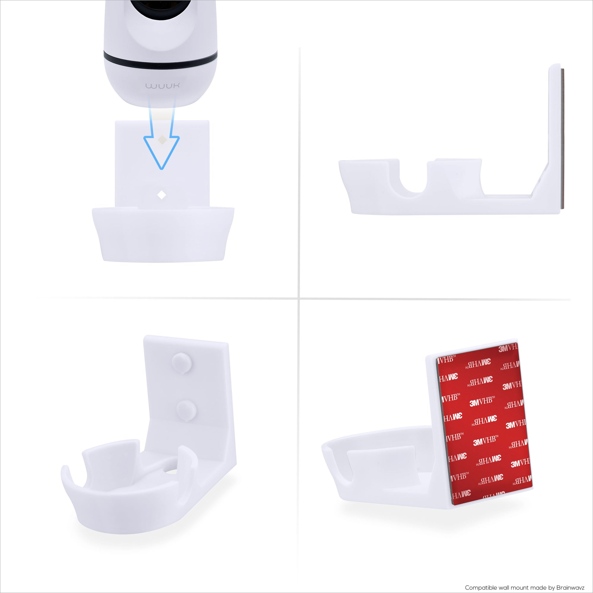 Wall Mount Compatible with WUUK Y0510 Security Camera - Adhesive &amp; Screw for In Easy Installation, Reduce Blind Spots &amp; Clutter