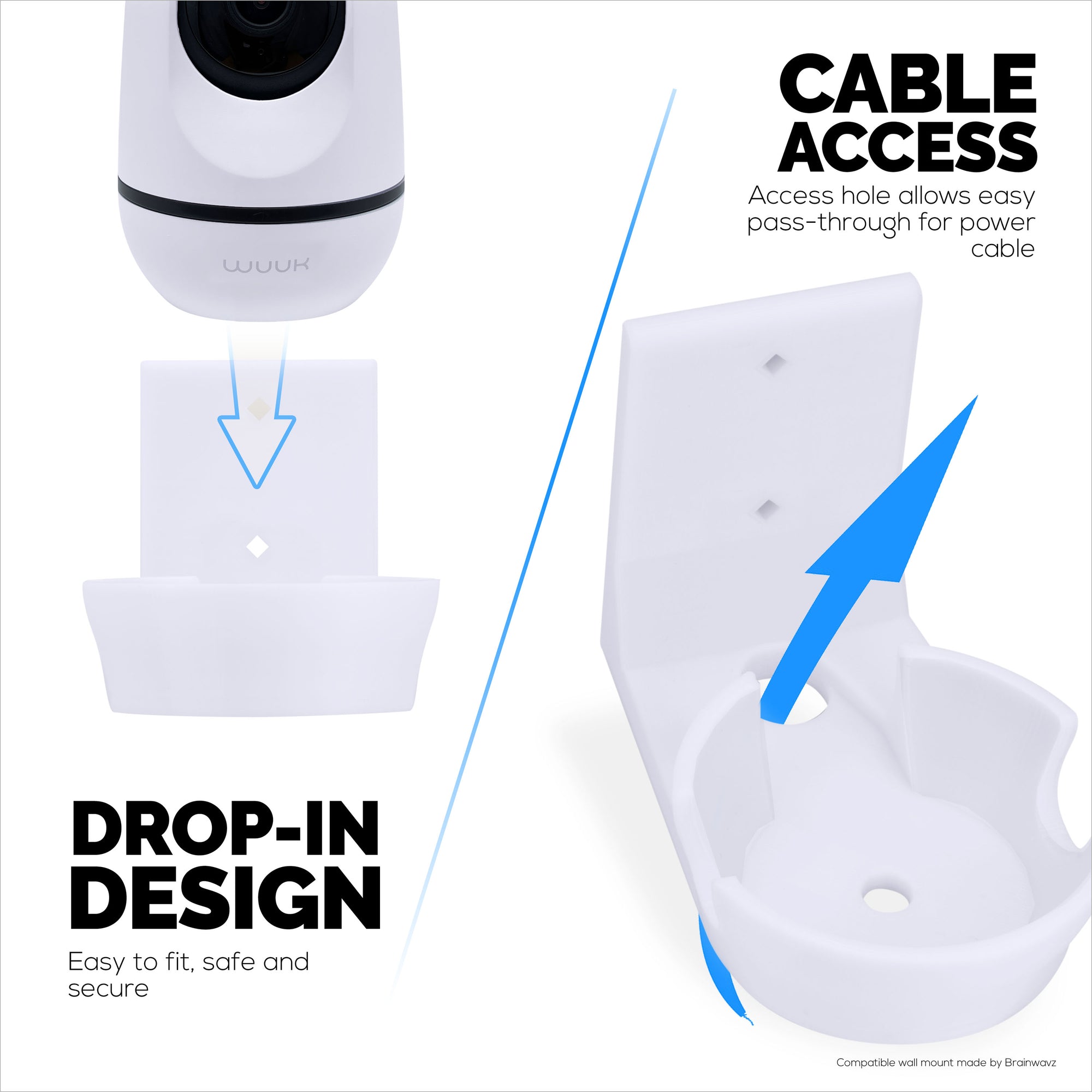 Wall Mount Compatible with WUUK Y0510 Security Camera - Adhesive &amp; Screw for In Easy Installation, Reduce Blind Spots &amp; Clutter