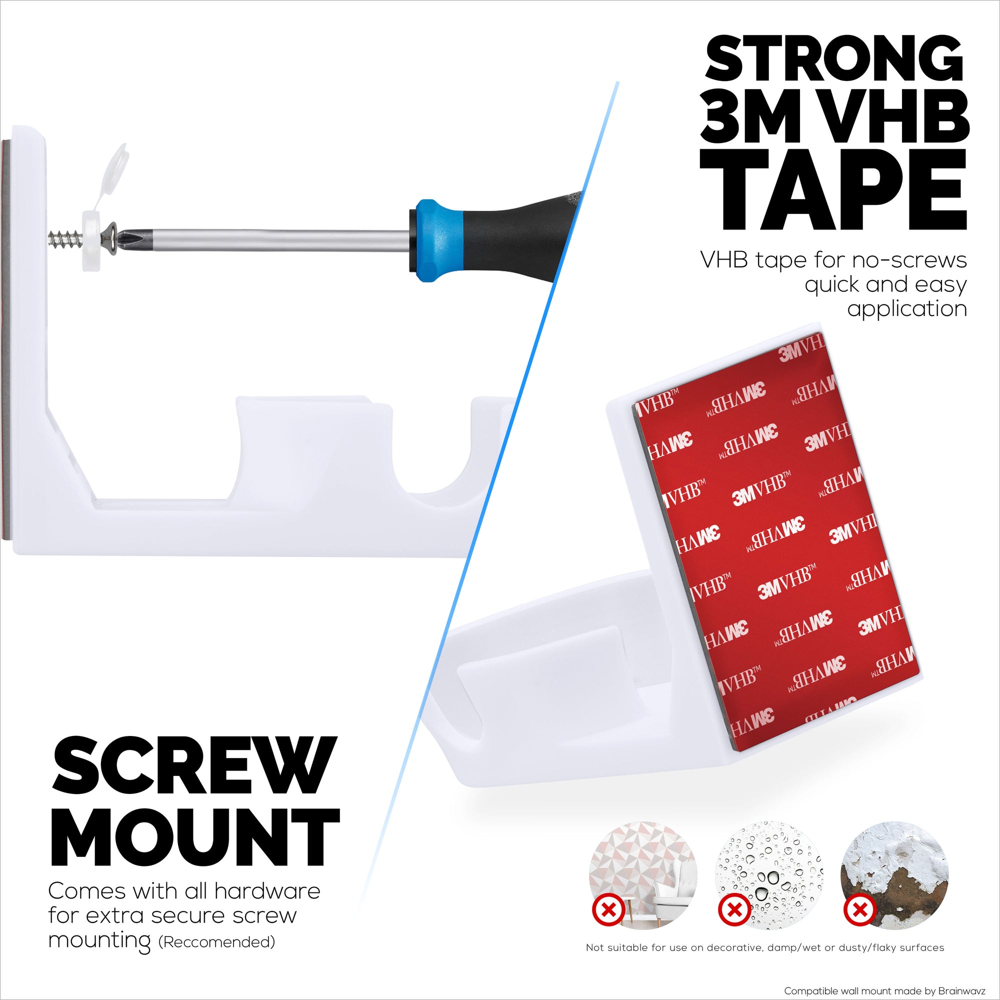 Wall Mount Compatible with WUUK Y0510 Security Camera - Adhesive &amp; Screw for In Easy Installation, Reduce Blind Spots &amp; Clutter