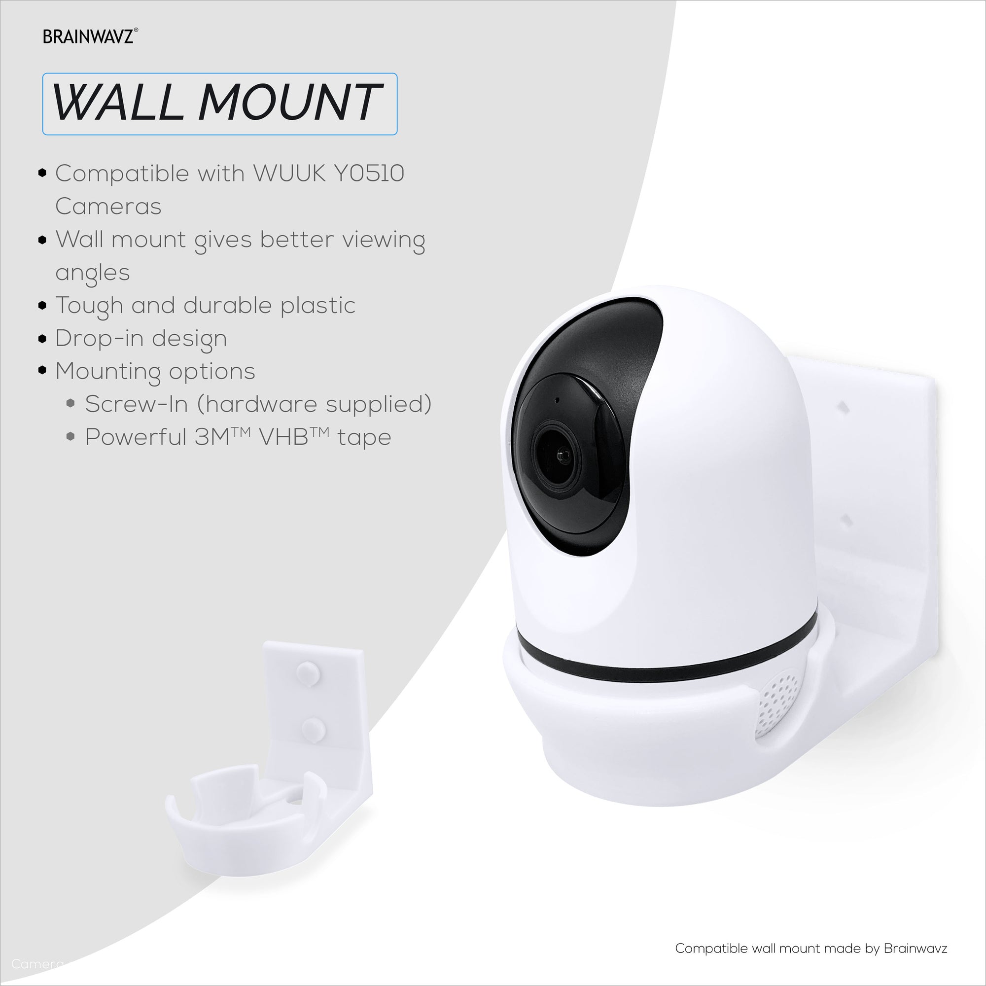 Wall Mount Compatible with WUUK Y0510 Security Camera - Adhesive &amp; Screw for In Easy Installation, Reduce Blind Spots &amp; Clutter
