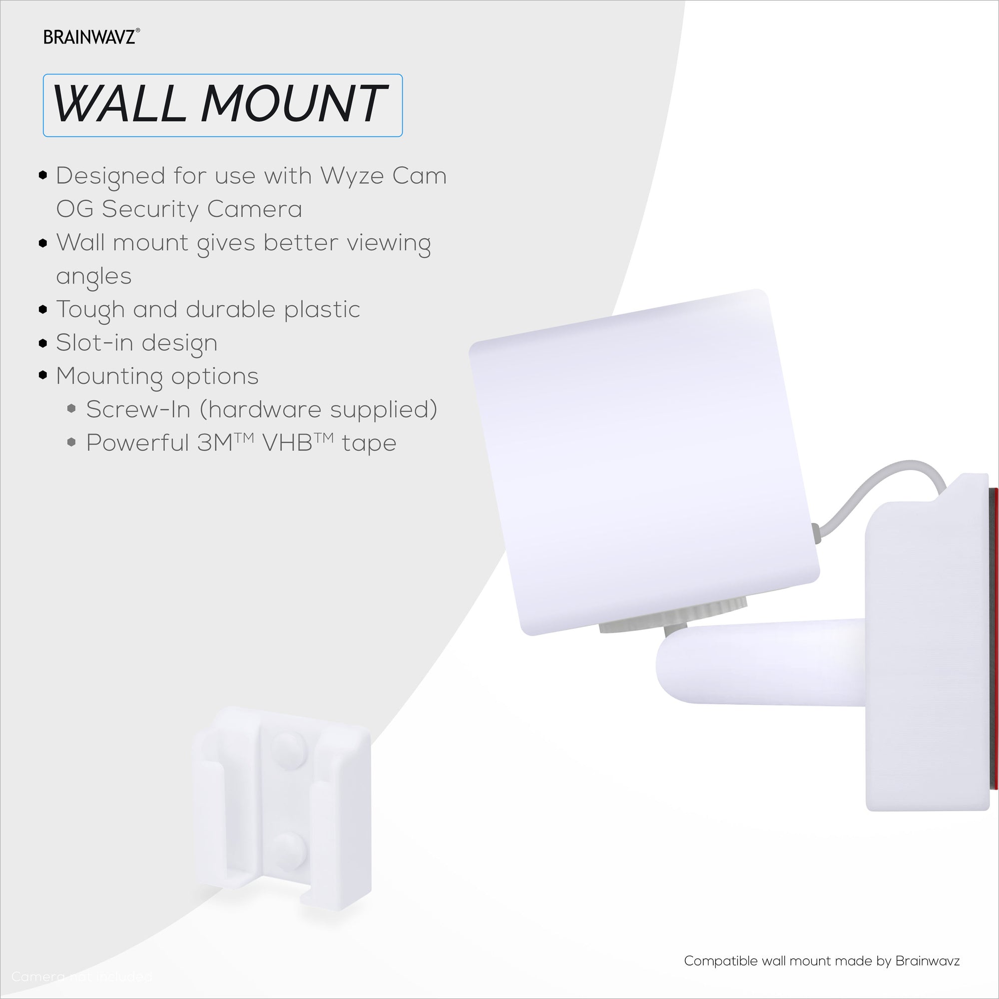 Wall Mount for WYZE Cam OG Indoor/Outdoor 1080p Wi-Fi Camera, Security Camera Holder Bracket, Reduce Blind Spots &amp; Clutter