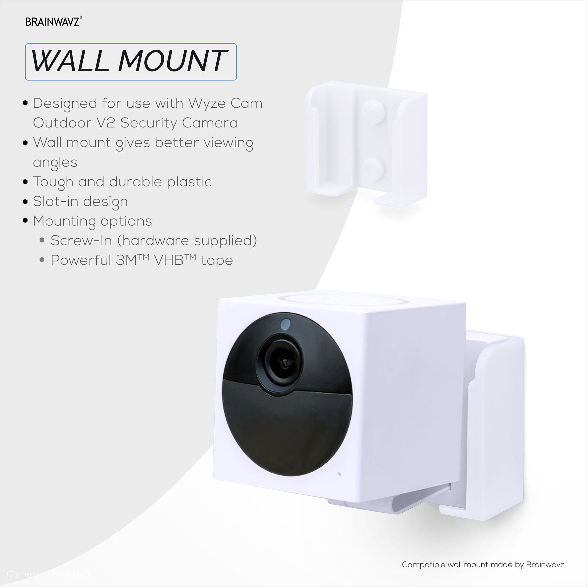 Wall Mount For Wyze Cam Outdoor v2 Security Camera, Easy to Install Holder Bracket, Reduce Blind Spots &amp; Clutter