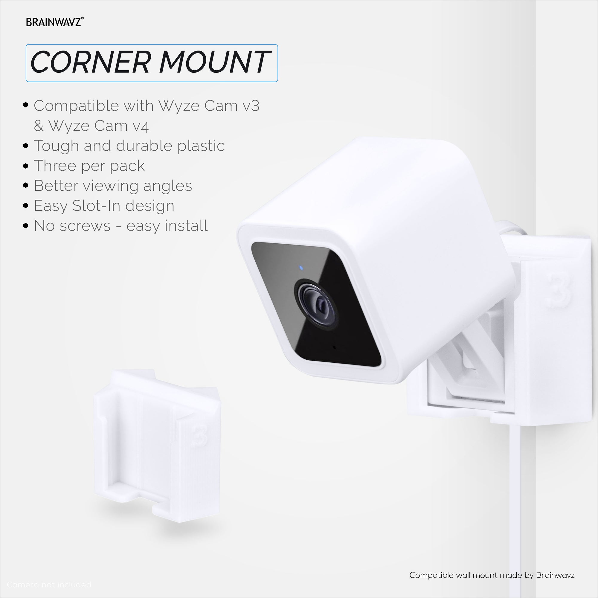Wyze Cam V3 &amp; V4 Corner Mount Holder - Adhesive Bracket - Easy to Install