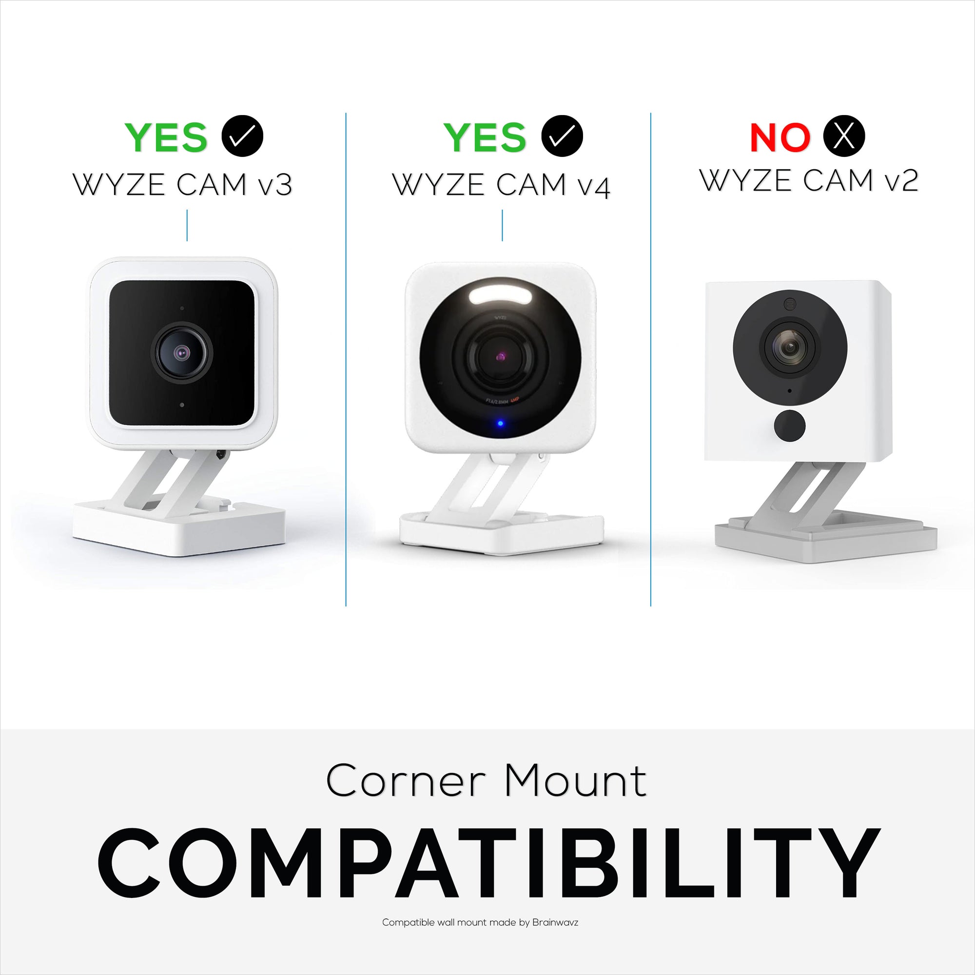Wyze Cam V3 &amp; V4 Corner Mount Holder - Adhesive Bracket - Easy to Install