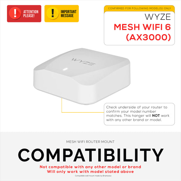 Wall Mount for Wyze AX3000 Dual-Band Wi-Fi 6 Mesh WIFI mesh routers -  Brainwavz Audio