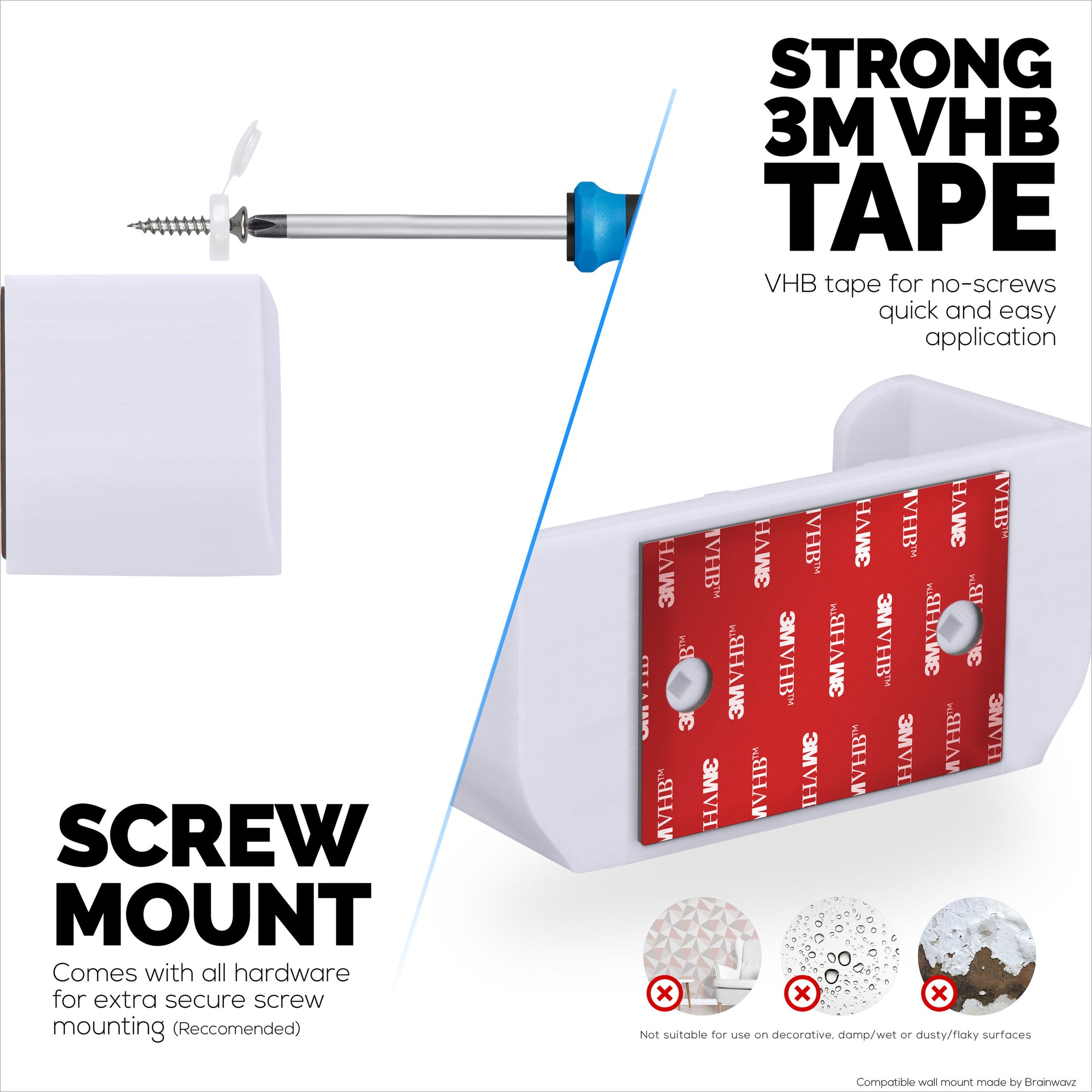 Screwless Wall Mount For Wyze WiFi 6 AX3000 Mesh Router, Strong VHB Adhesive, Easy to Install, Reduce Interference &amp; Increase Range, Stick On &amp; Screw-in Mounting