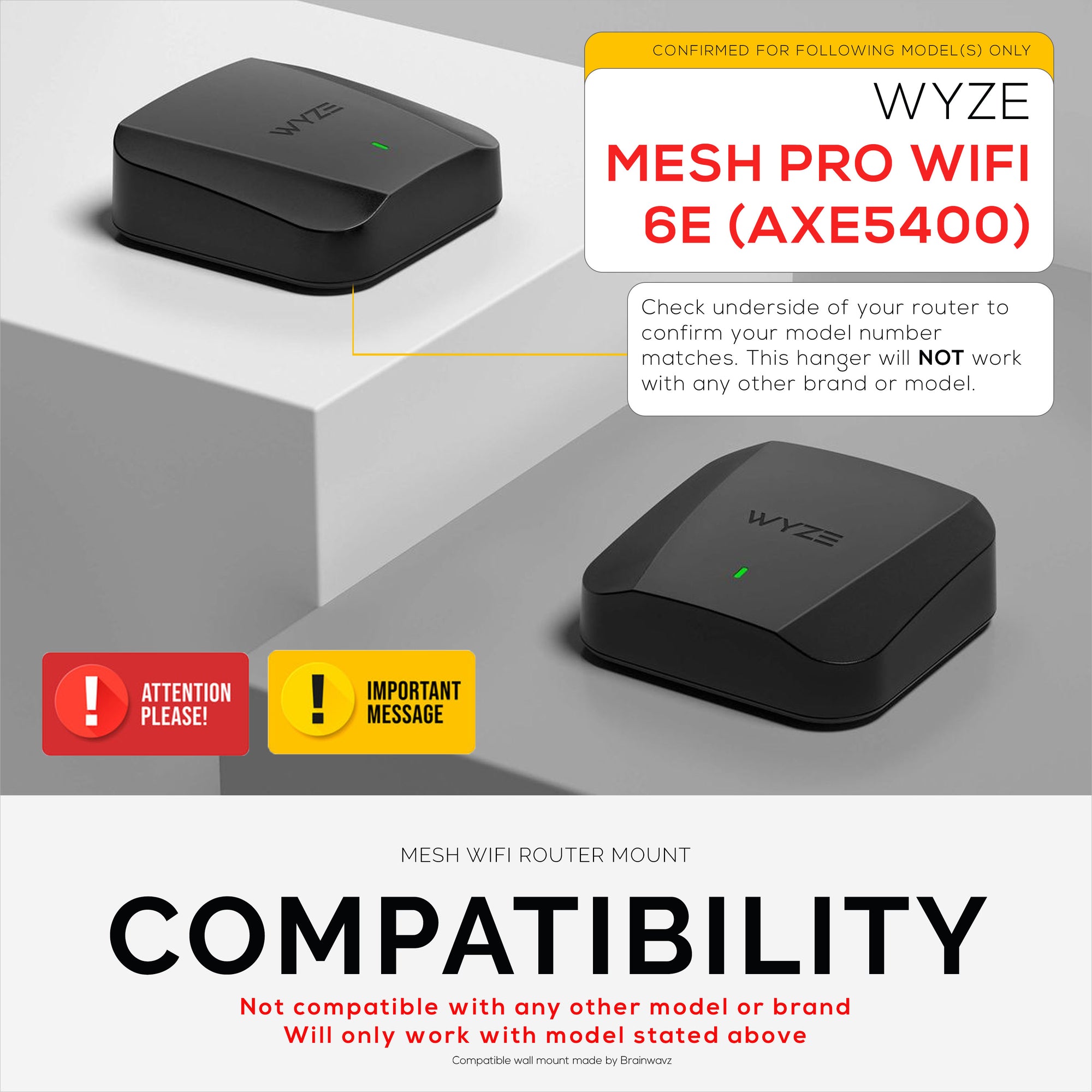 Wall Mount for Wyze Mesh Pro 6E AXE5400 routers - Brainwavz Audio