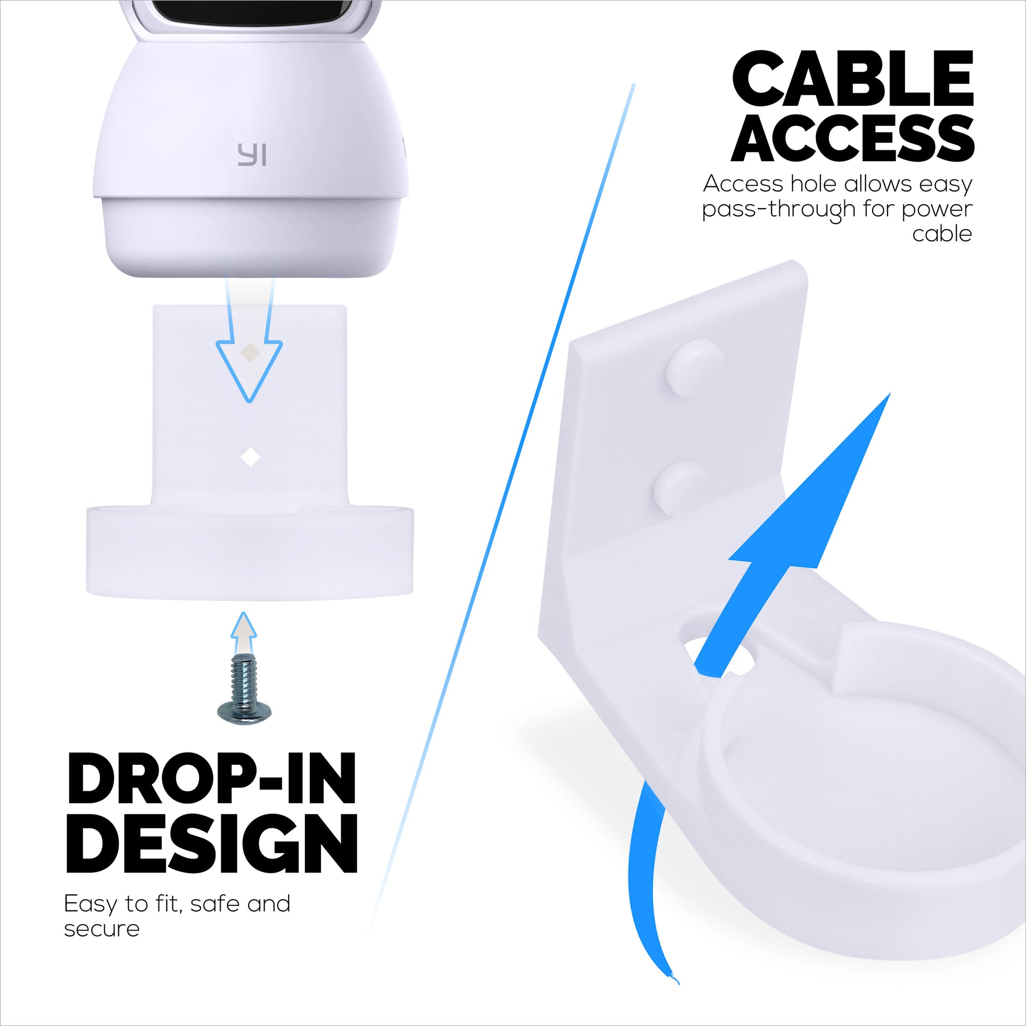 Wall Mount For YI Dome Guard Pet &amp; Baby Indoor Camera, Easy to Install Adhesive Holder Bracket, Reduce Blind Spots &amp; Clutter