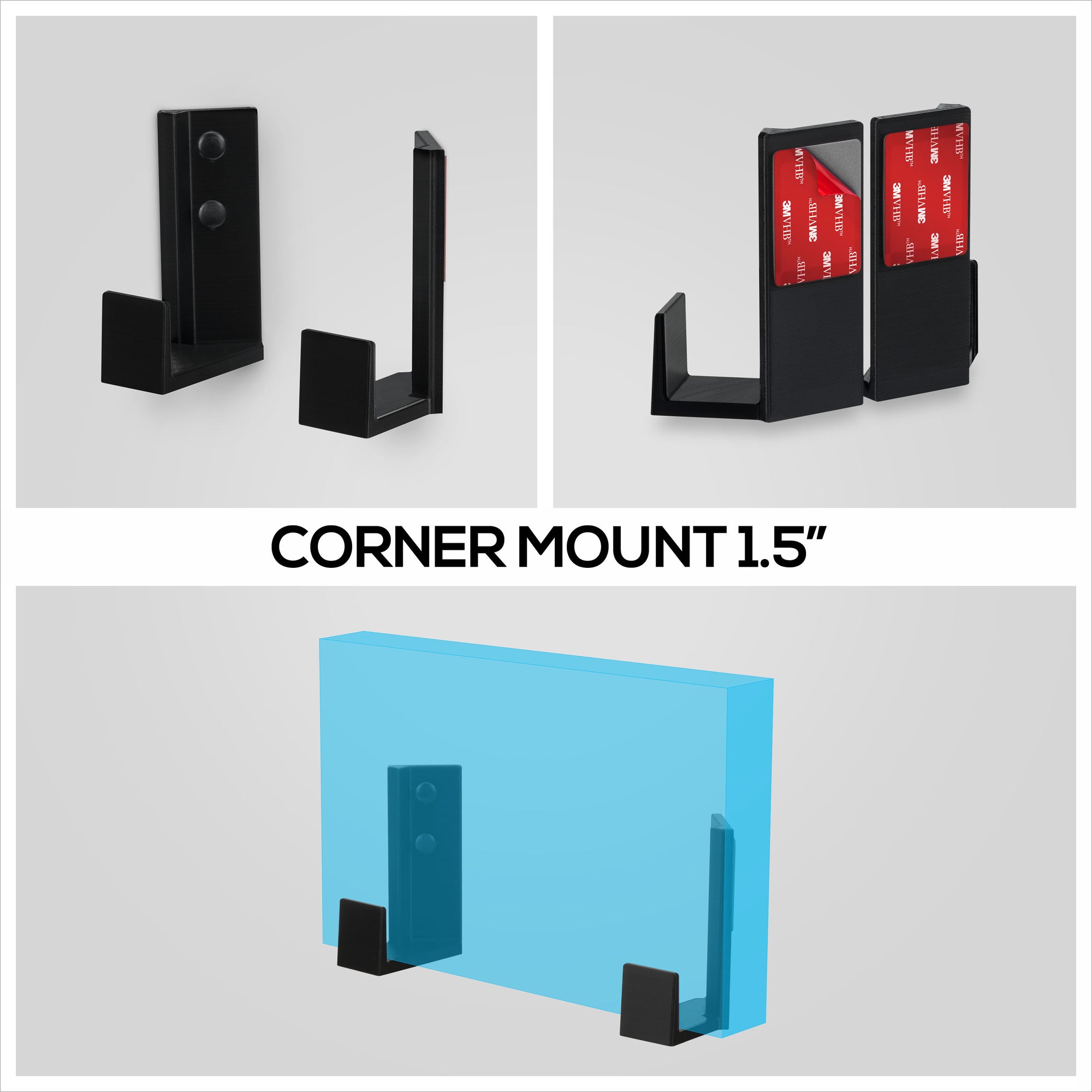 1.5&quot; Corner Cable &amp; Router Wall Mount Holder, Adhesive &amp; Screw-In, for Routers, Network Switch, Modem, Mesh Wifi, Apple TV, Cameras, Speakers &amp; More