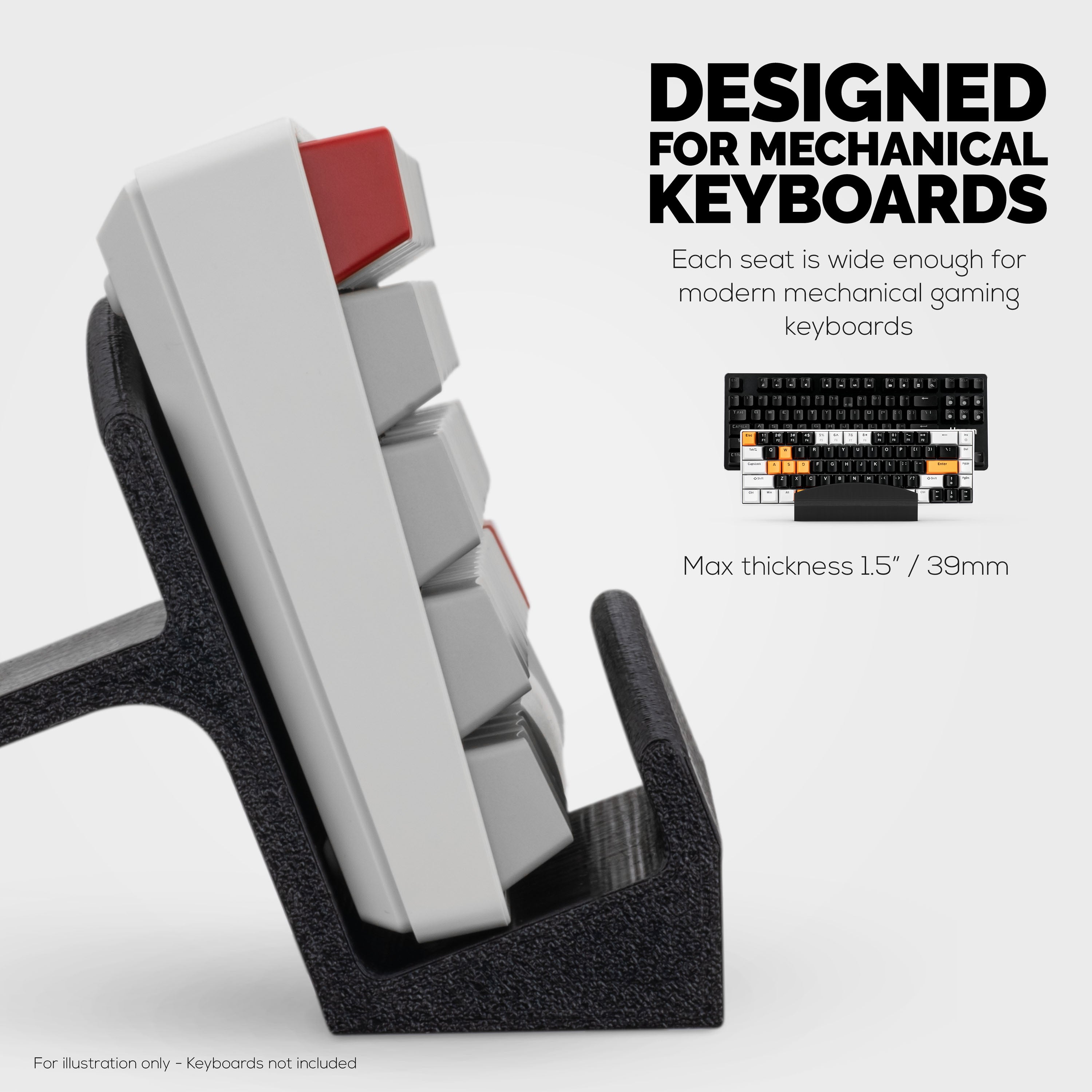 Computer Keyboard Dual Key Large Computer Keyboard Desktop Stand- Store Two Keyboards, Full Size ...