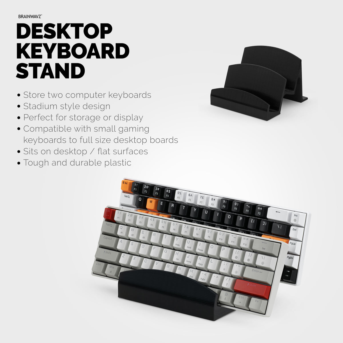 Large Computer Keyboard Desktop Stand Store Two Keyboards, Full Size