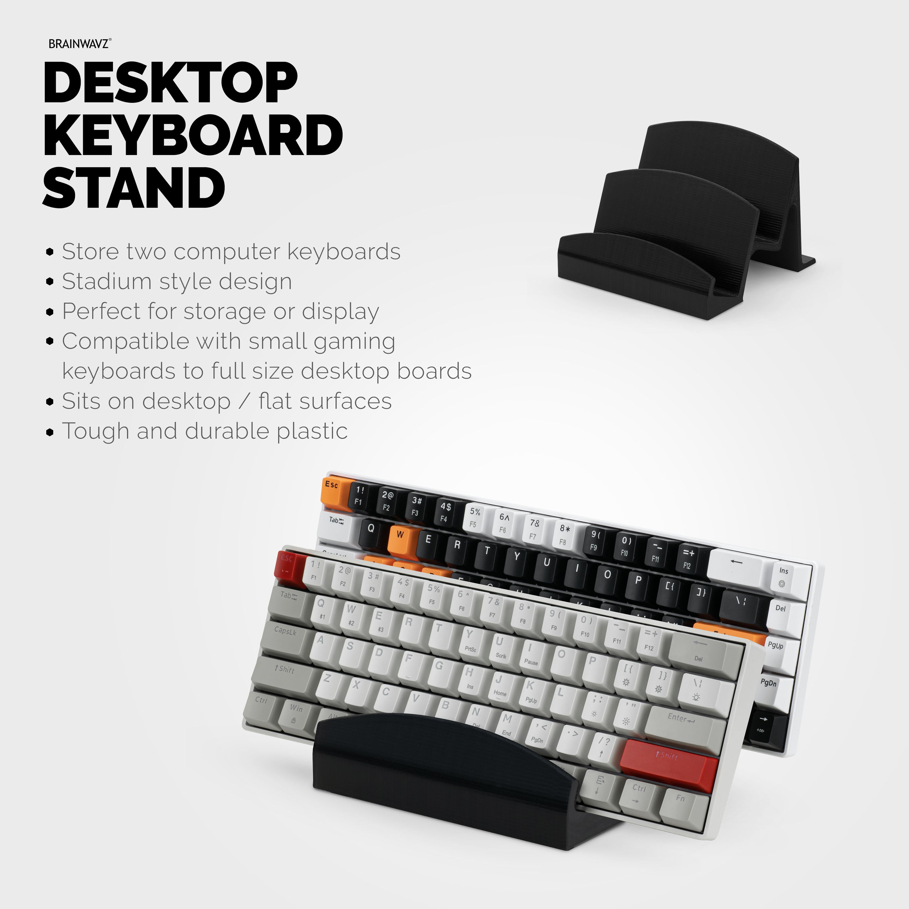 Large Computer Keyboard Desktop Stand- Store Two Keyboards, Full Size ...