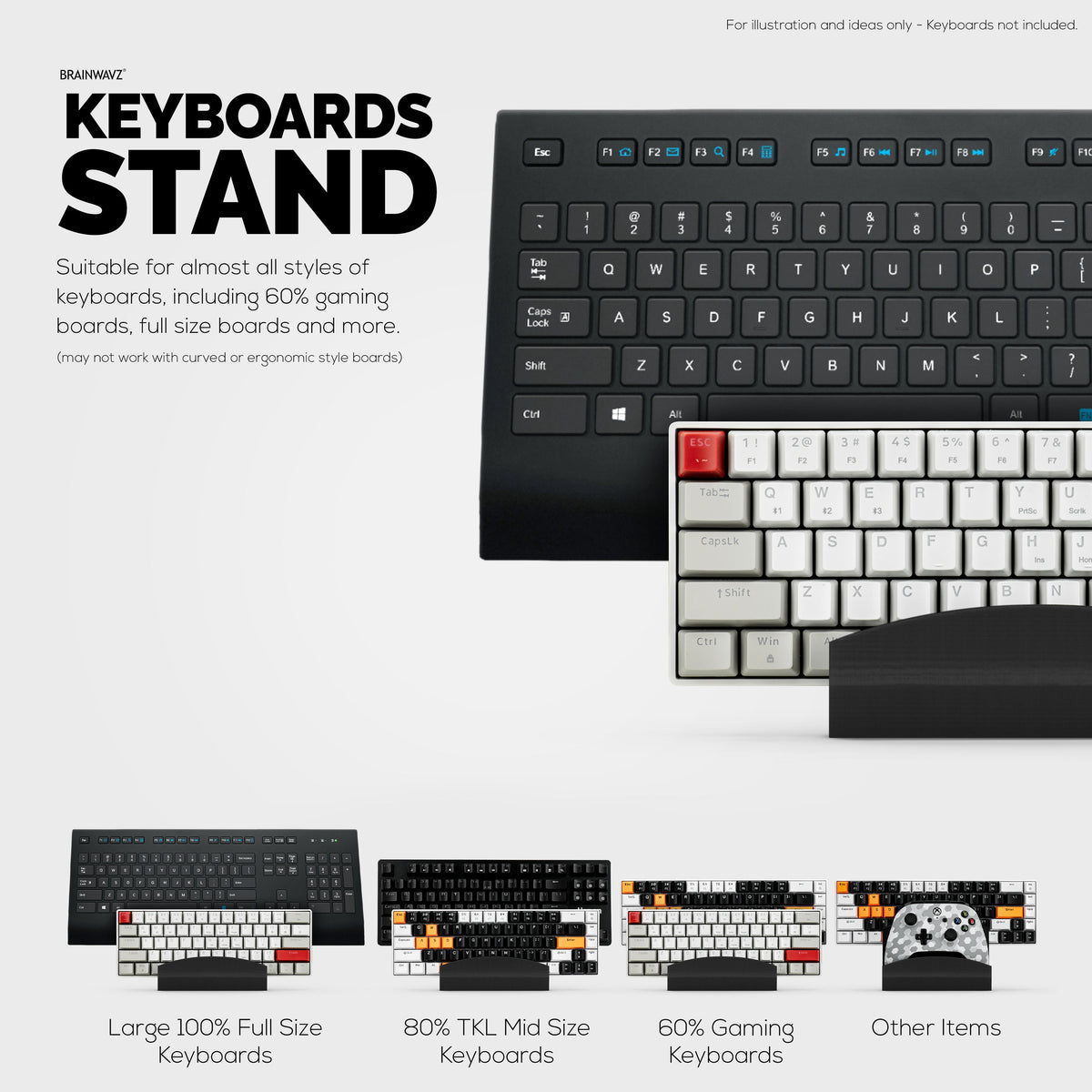 Large Computer Keyboard Desktop Stand Store Two Keyboards, Full Size