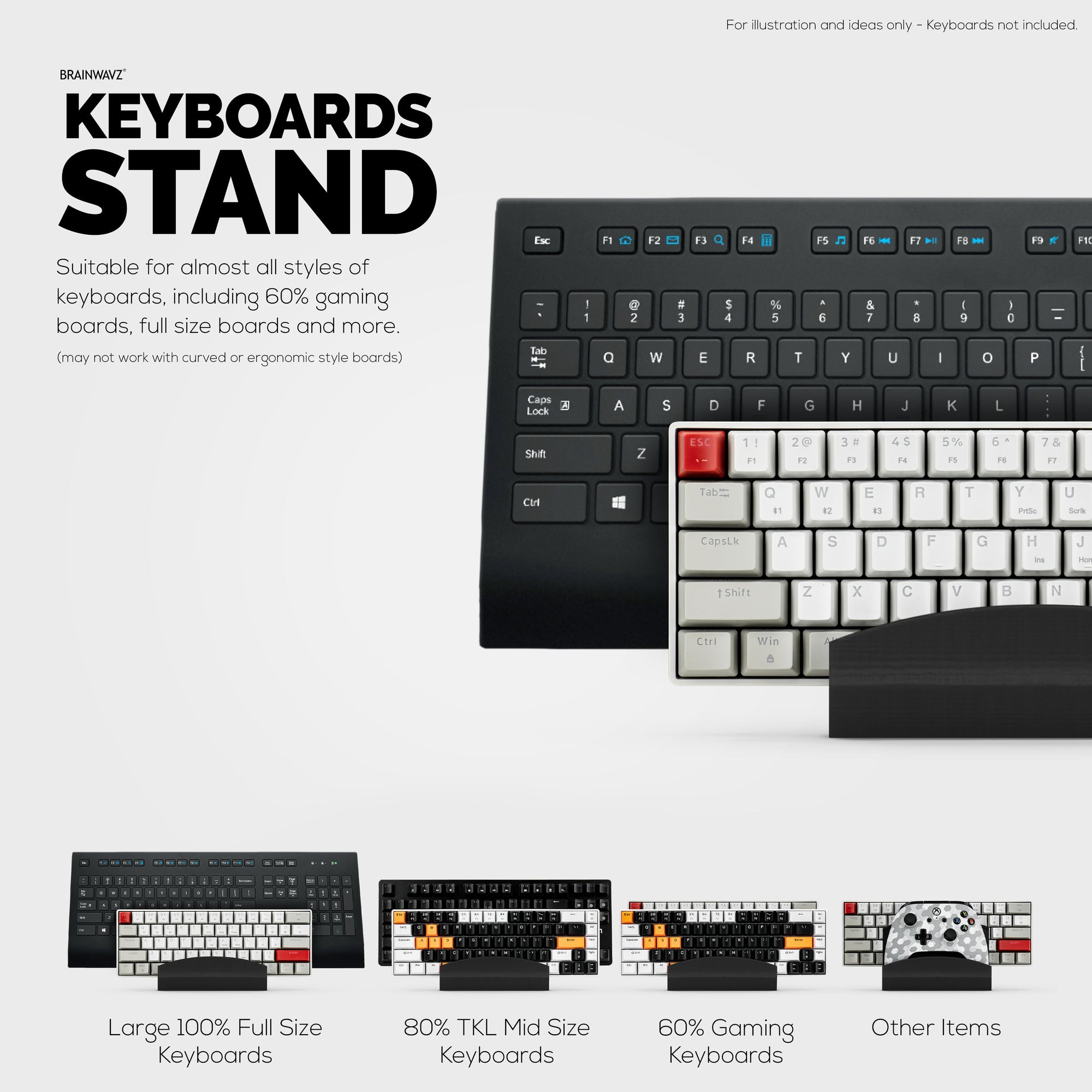 2-Tier Desktop Keyboard Stand &amp; Holder Display, Organize Your Desk, Reduce Clutter, Suitable for All Size &amp; Styles of Keyboards (DK02)