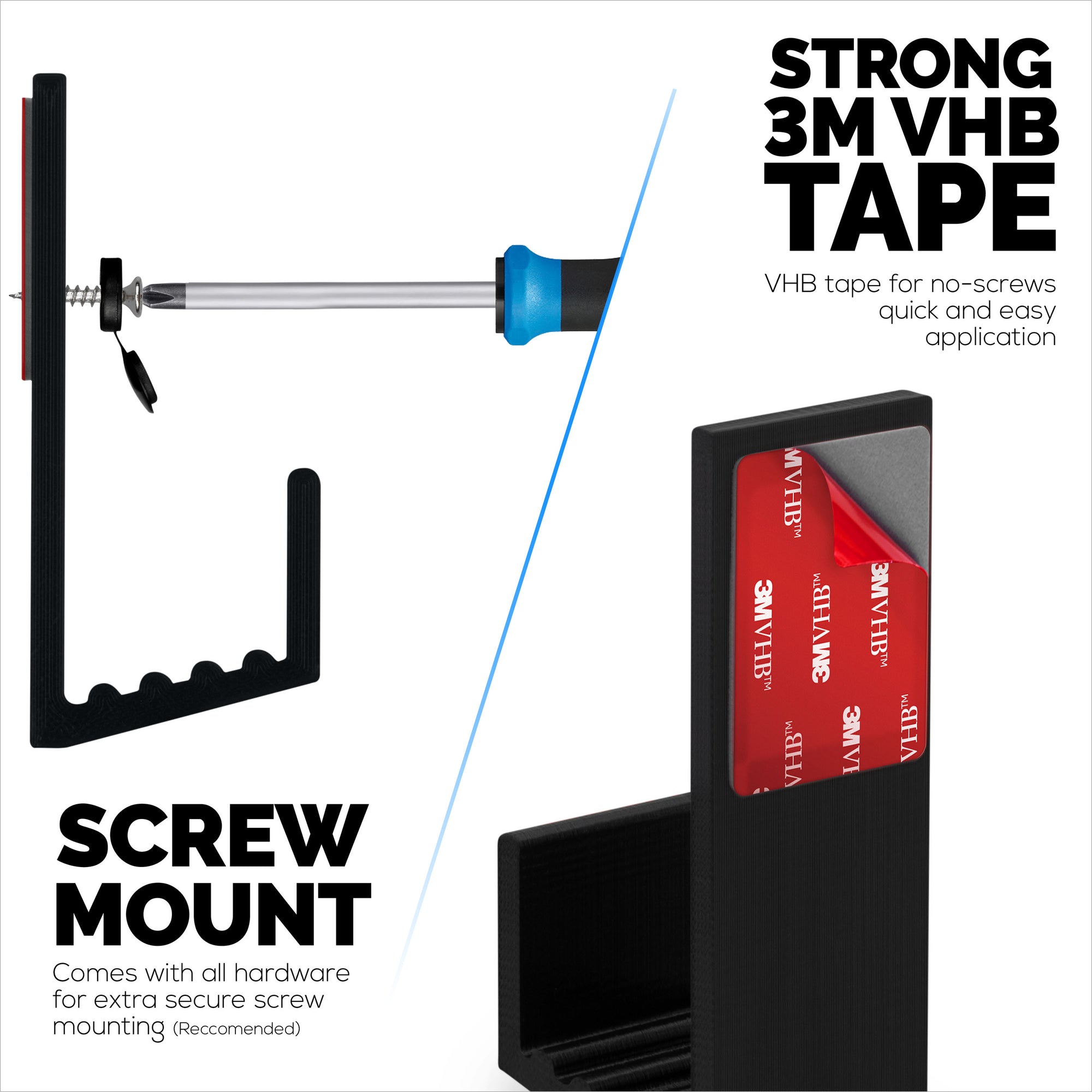 1.5&quot; Cable Box Wall Mount Hanger Holder, for Routers, Laptops, Modem, Mesh Wifi, Apple TV, Network Switch &amp; More, For Devices Upto 1.5&quot; / 38mm Wide, Adhesive &amp; Screw-In