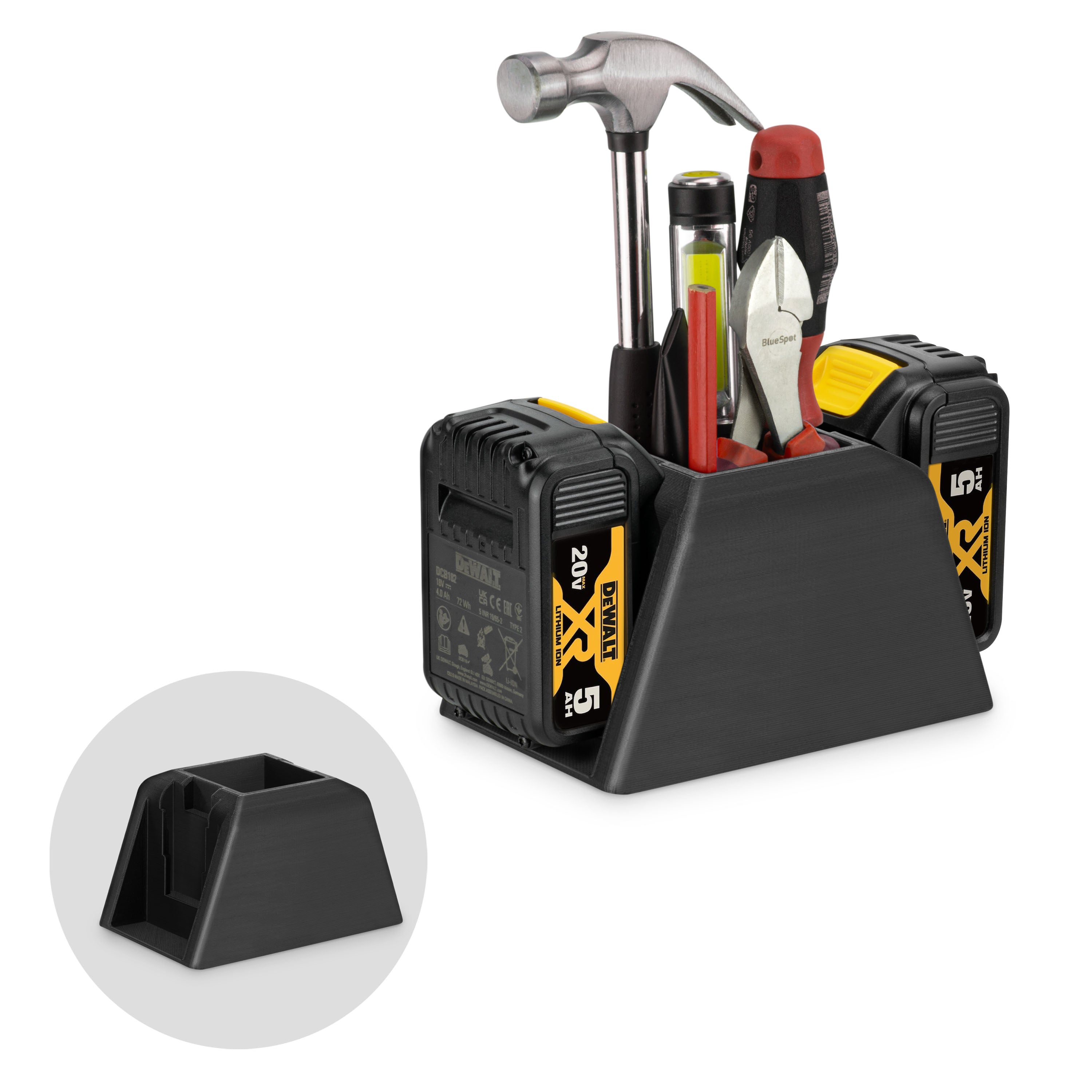 Workshop Storage For DeWalt Power Tool Batteries With Extra Tool