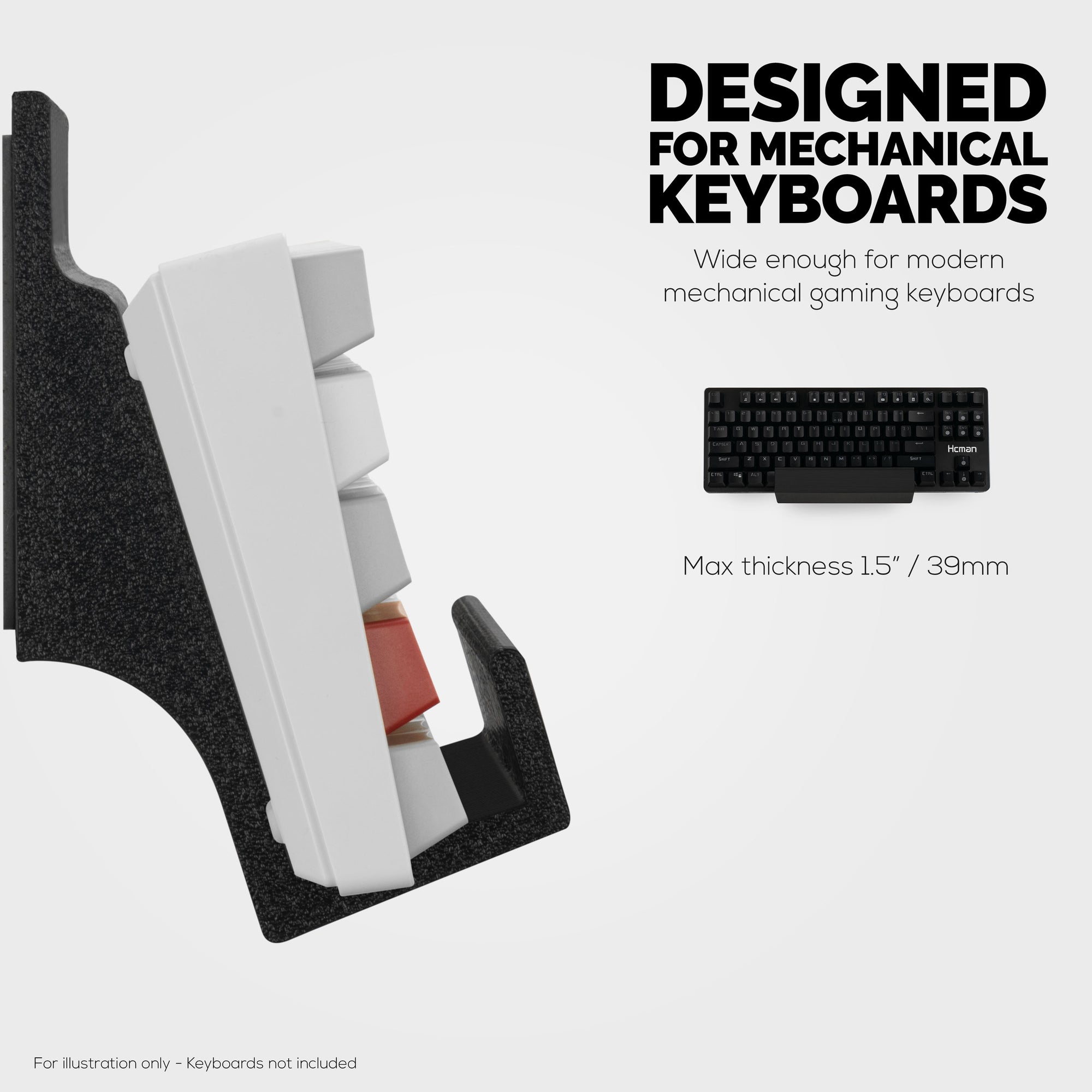Gaming Keyboard Stand for Wall Mounting - Adhesive or Screw Mount Installation - Stylish and Space Saving Solution for Gamers, Home &amp; Office (KBW01)