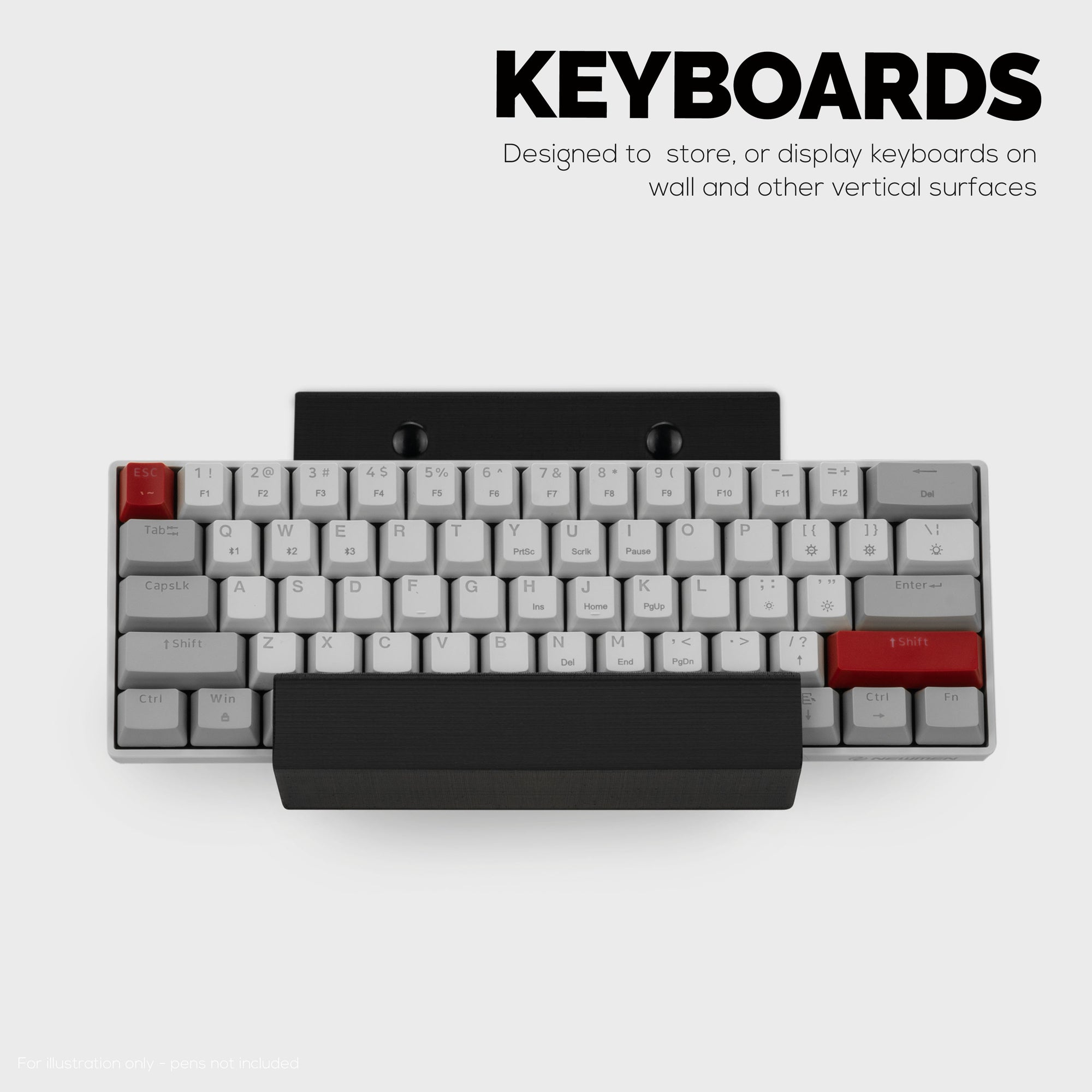 Gaming Keyboard Stand for Wall Mounting - Adhesive or Screw Mount Installation - Stylish and Space Saving Solution for Gamers, Home &amp; Office (KBW01)