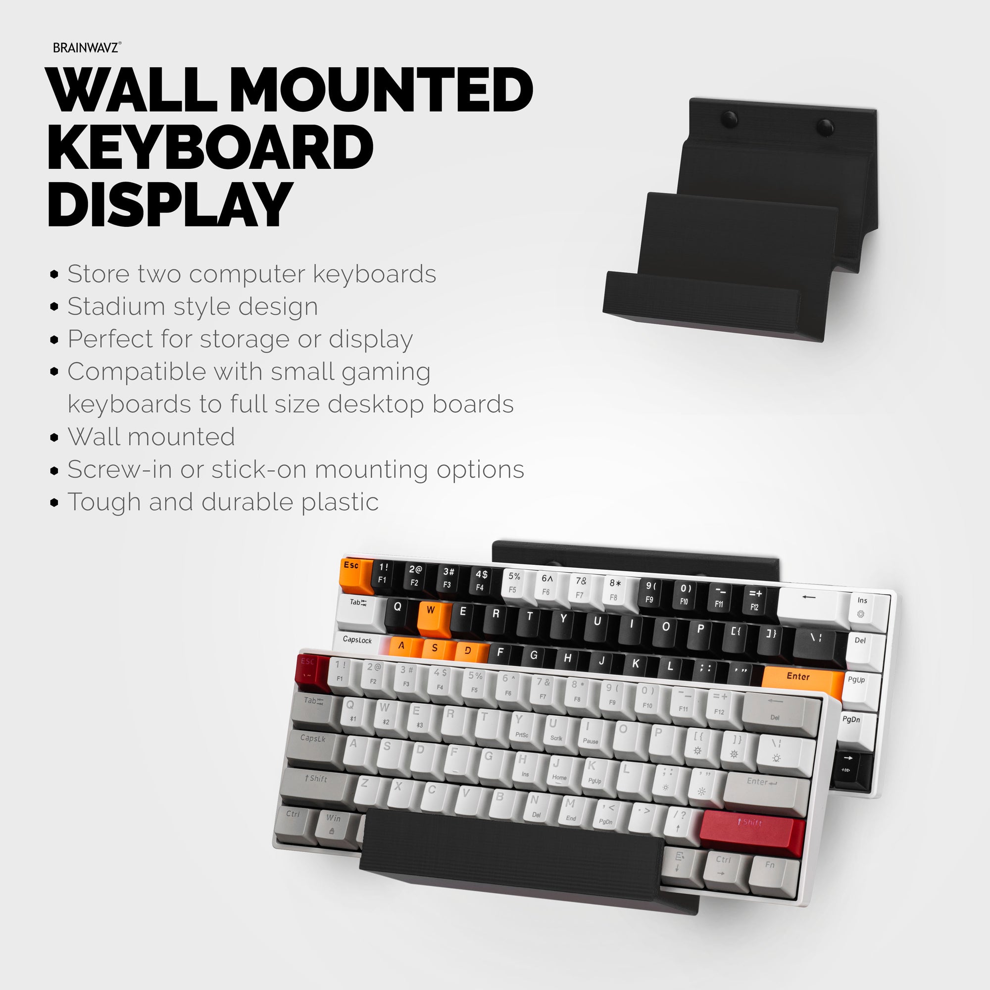 Wall Mounted Dual Keyboard Organizer, Suitable for Small Gaming ...