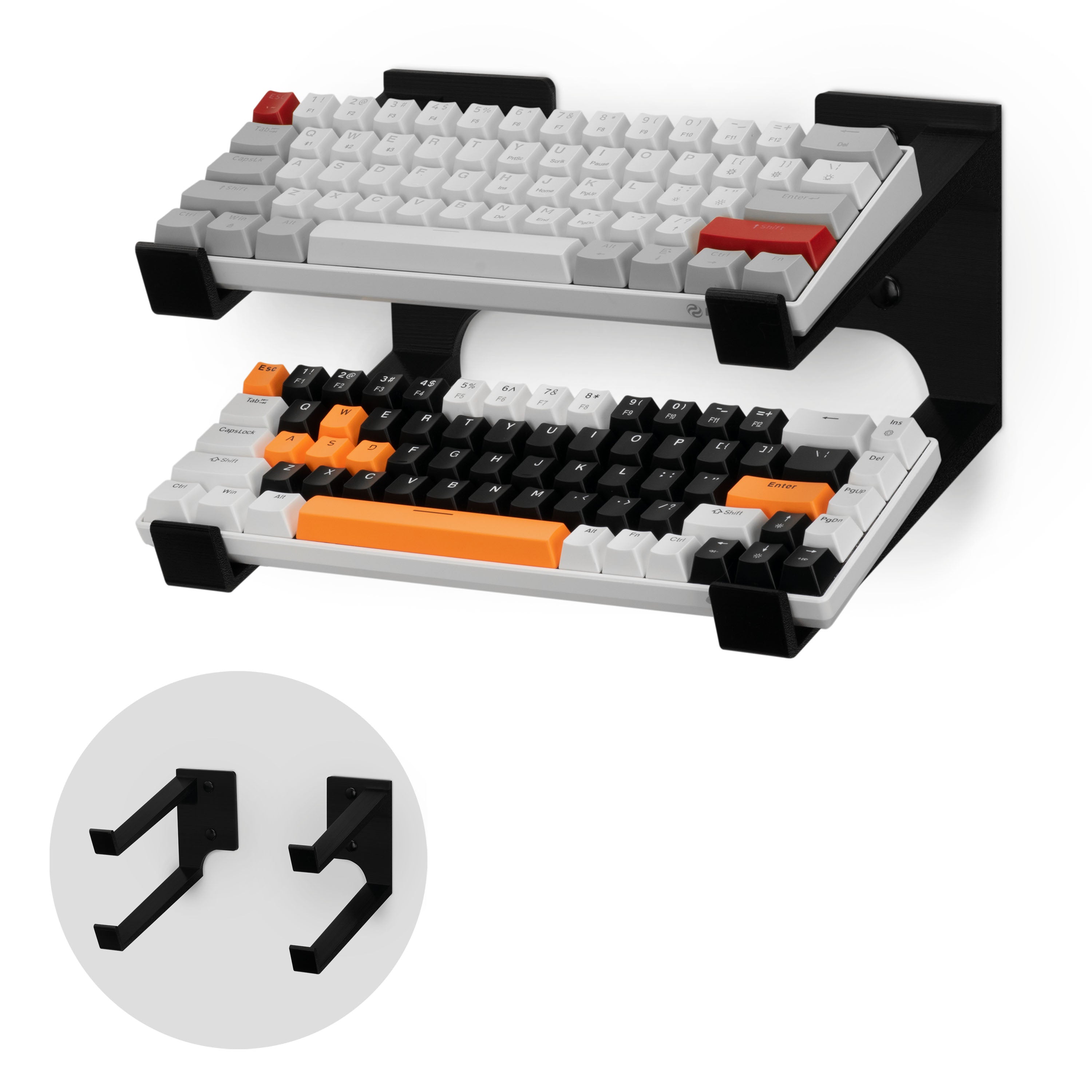 Multiple Keyboard Organizer Rack Wall Mounted Dual Keyboard Organizer, Suitable for Small Gaming ...