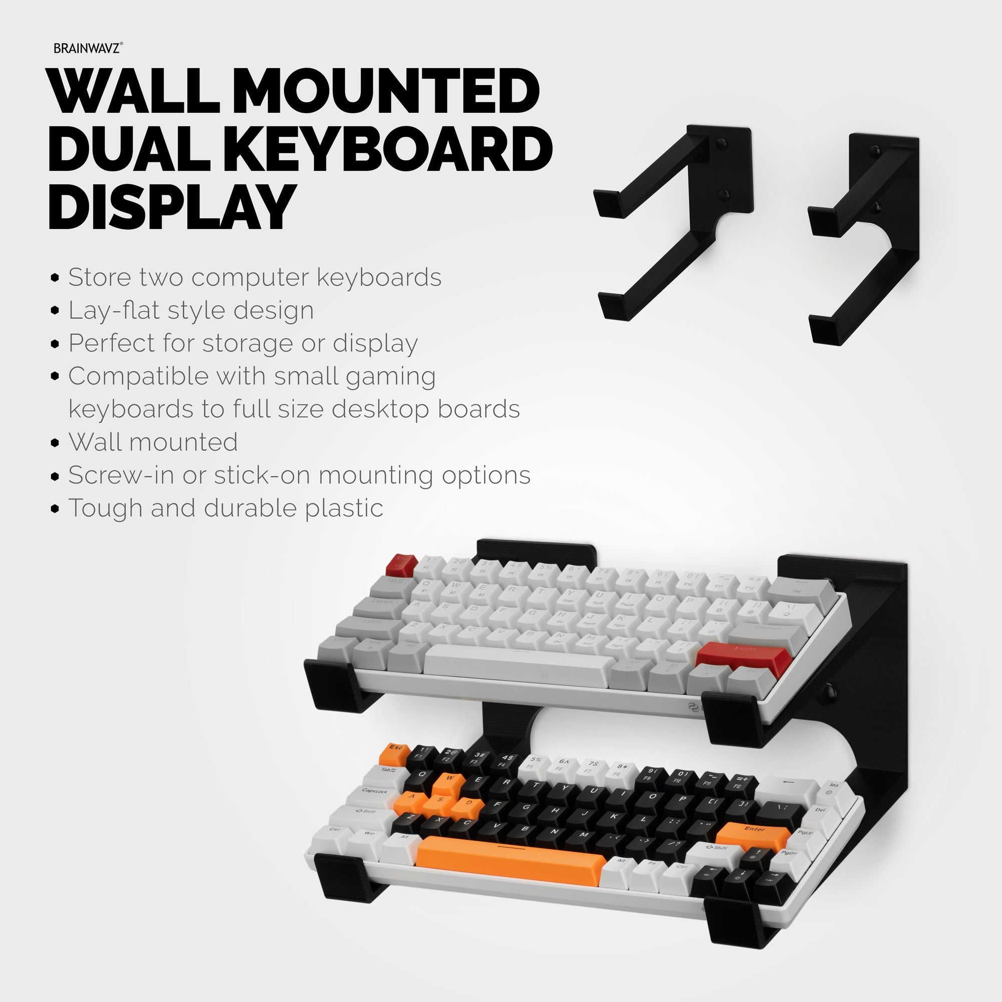 Wall Mounted Dual Keyboard Organizer, Suitable for Small Gaming ...