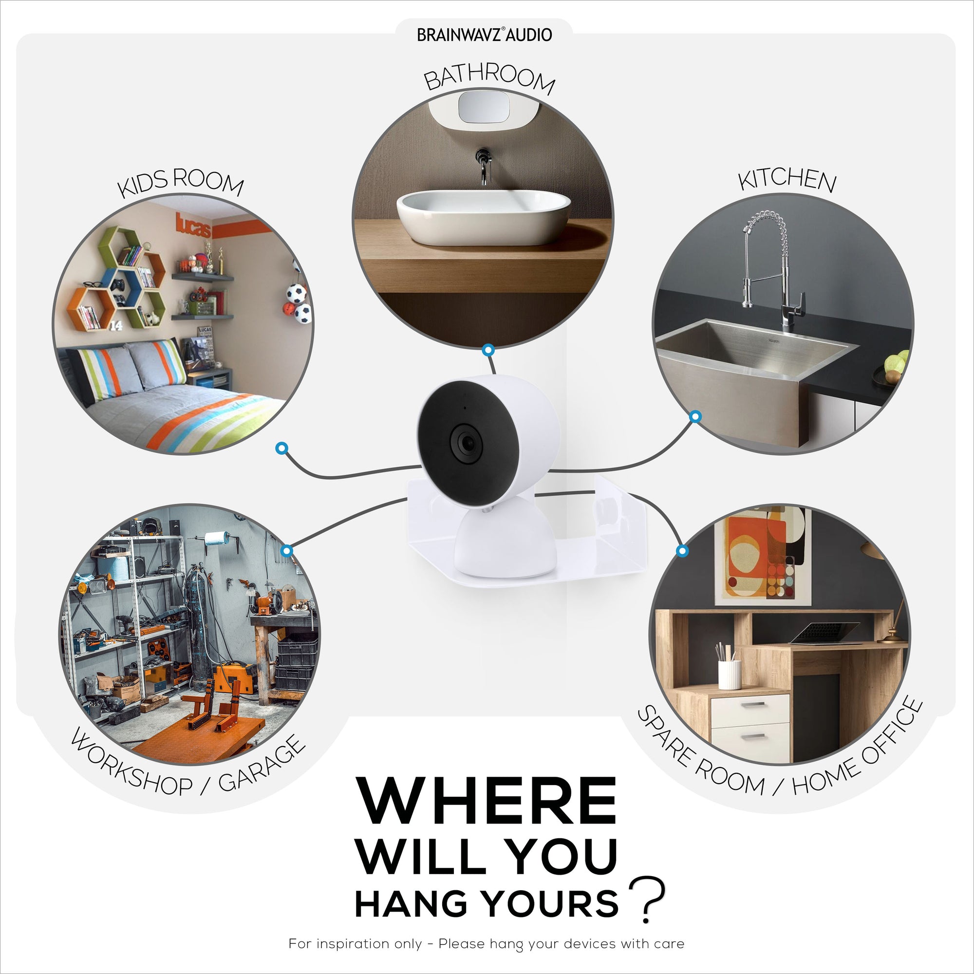 Small Metal Corner Shelf for Security Cameras, Baby Monitors, Speakers, Home Decor &amp; More Universal Shelf Adhesive &amp; Screw-in Wall Mount