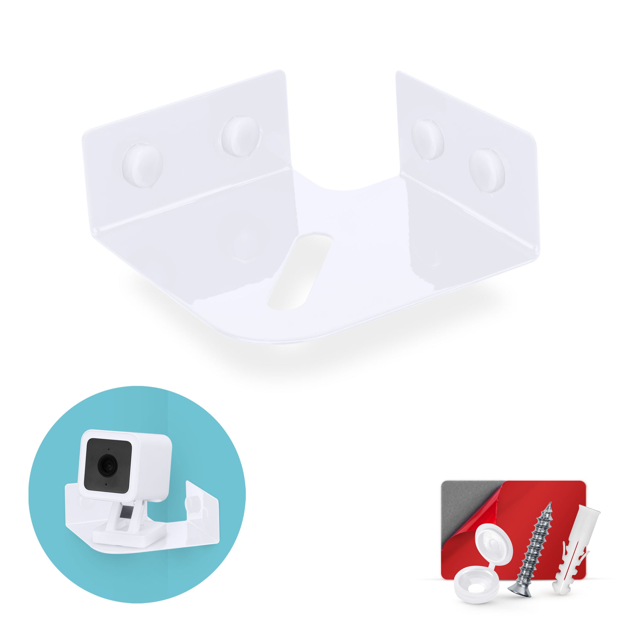 Small Metal Corner Shelf for Security Cameras, Baby Monitors, Speakers, Home Decor &amp; More Universal Shelf Adhesive &amp; Screw-in Wall Mount