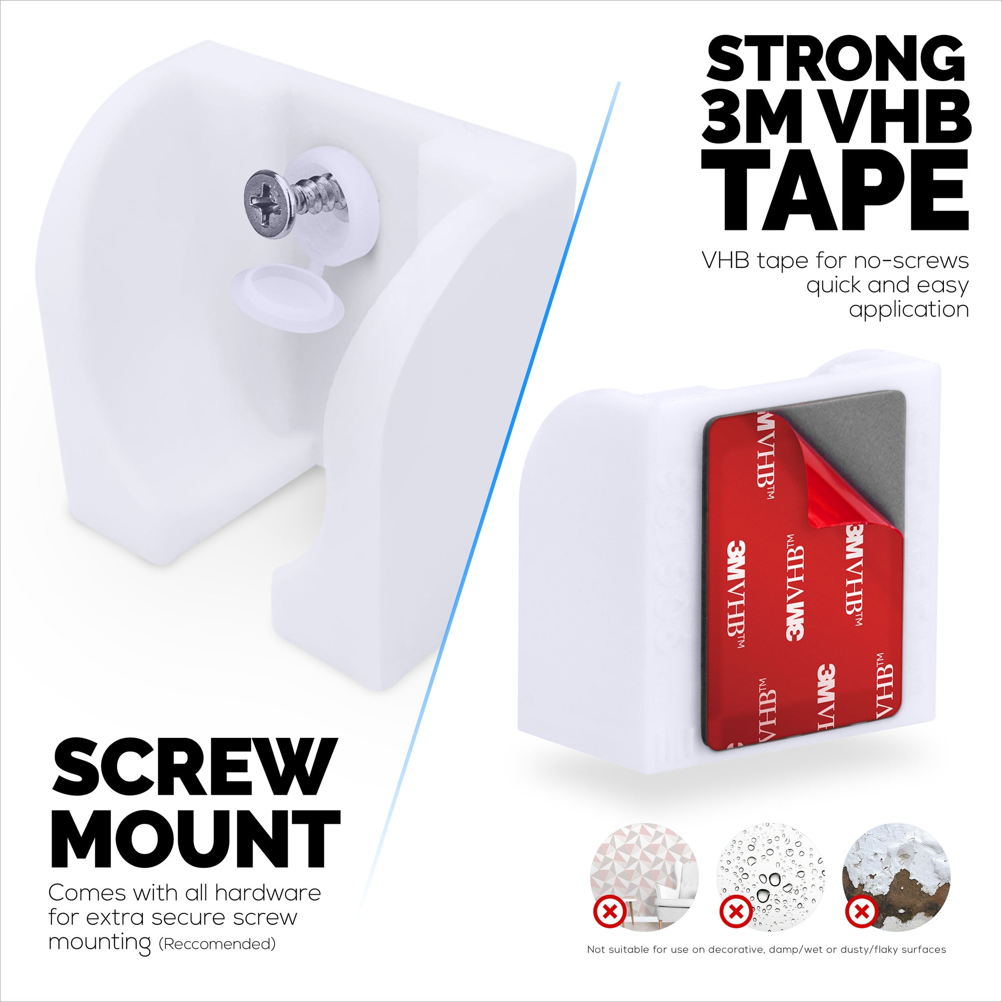 Wall Mount For Google Nest WIRED 2nd Generation Security Camera - Adhesive &amp; Screw-In, Easy Slot-In design