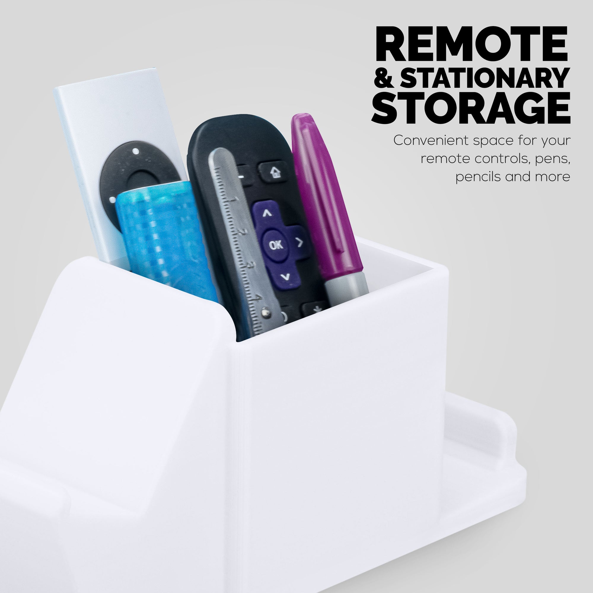 Desk Organizer with Game Controller Holder, Tablet Stand for iPads/iPhones, TV Remote &amp; Pen Storage, Reduce Desktop Clutter, Have All Your Side Table Items in One Space